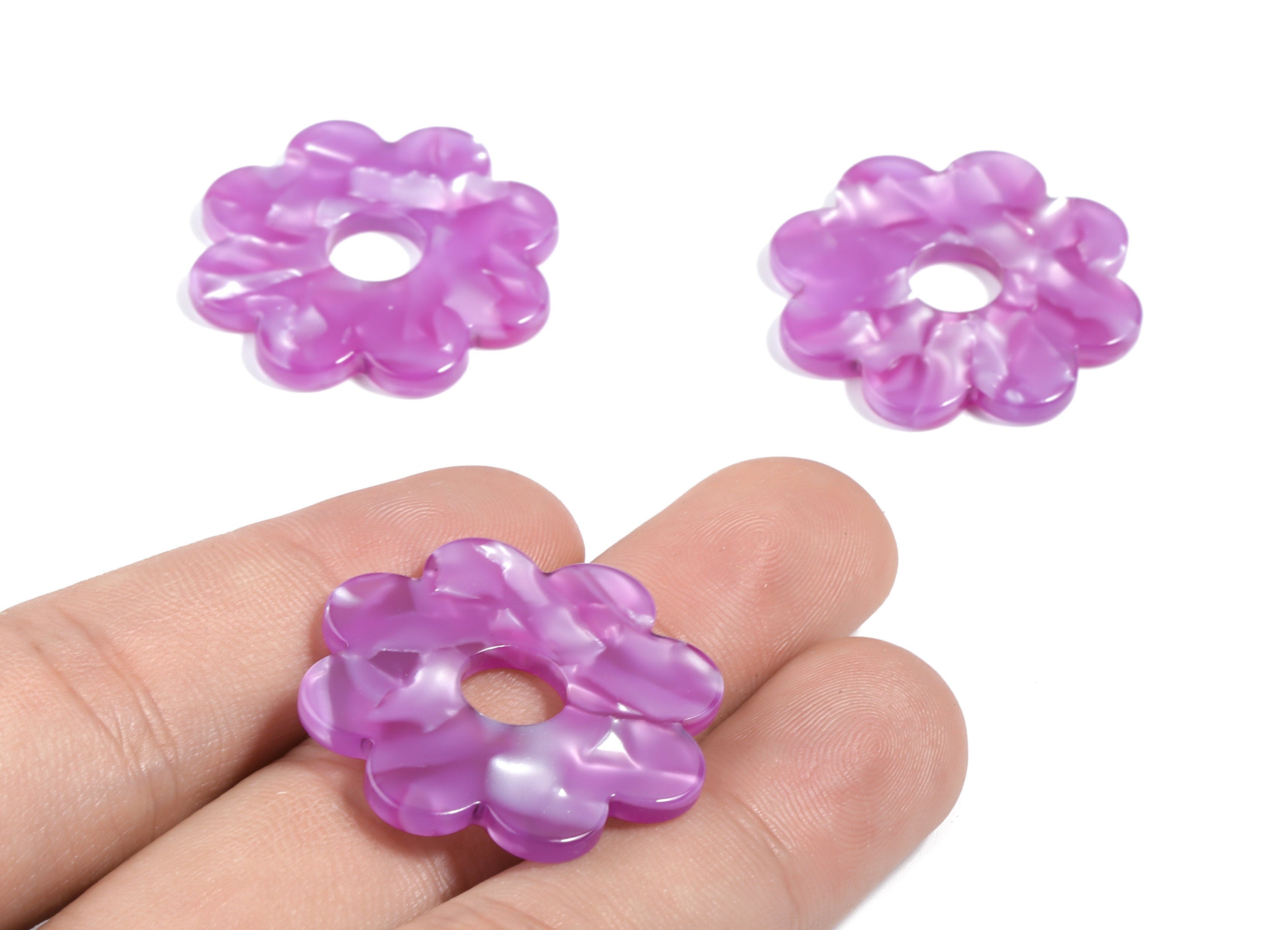 Acetate Flower Charms - Flower Earrings and Pendant - Earring Findings - Jewelry Supplys - Color Code: A460 - 28.8x28.8x2.61mm - AC1753-A460 - DOMEDBAZAAR