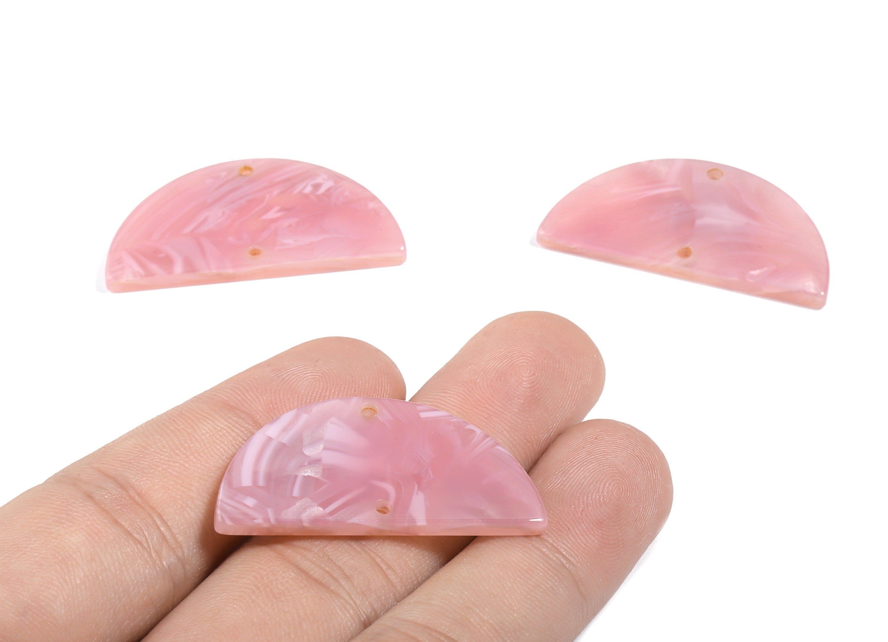 Acetate Semicircle Connectors - 2 Holes - Half Moon Earrings - Earring Findings - Color Code:A26 - 37.2x18.55x2.4mm - AC1794-A26 - DOMEDBAZAAR