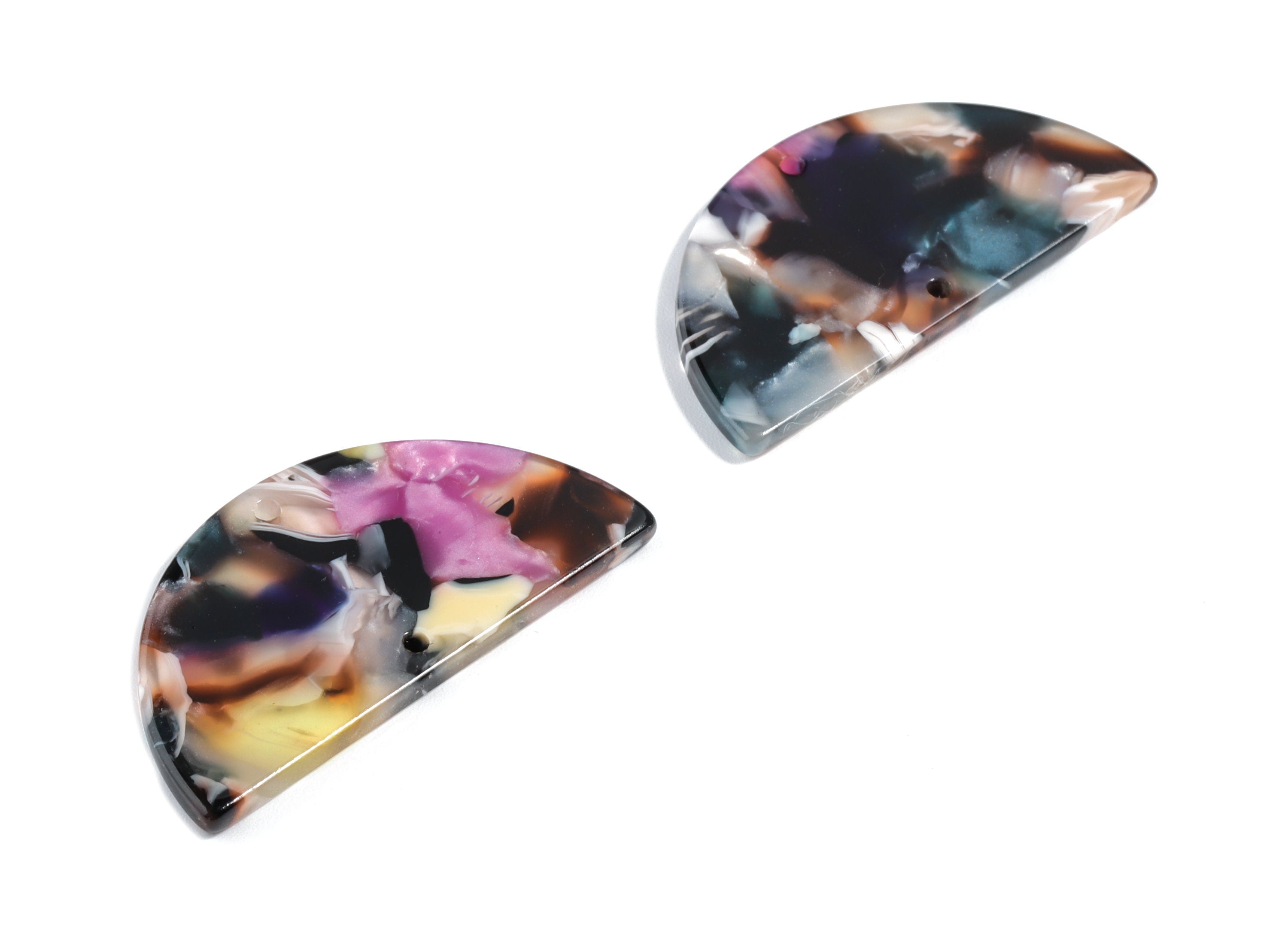 Acetate Semicircle Connectors - 2 Holes - Half Moon Earrings - Earring Findings - Color Code:A11 - 37.2x18.55x2.4mm - AC1794-A11 - DOMEDBAZAAR