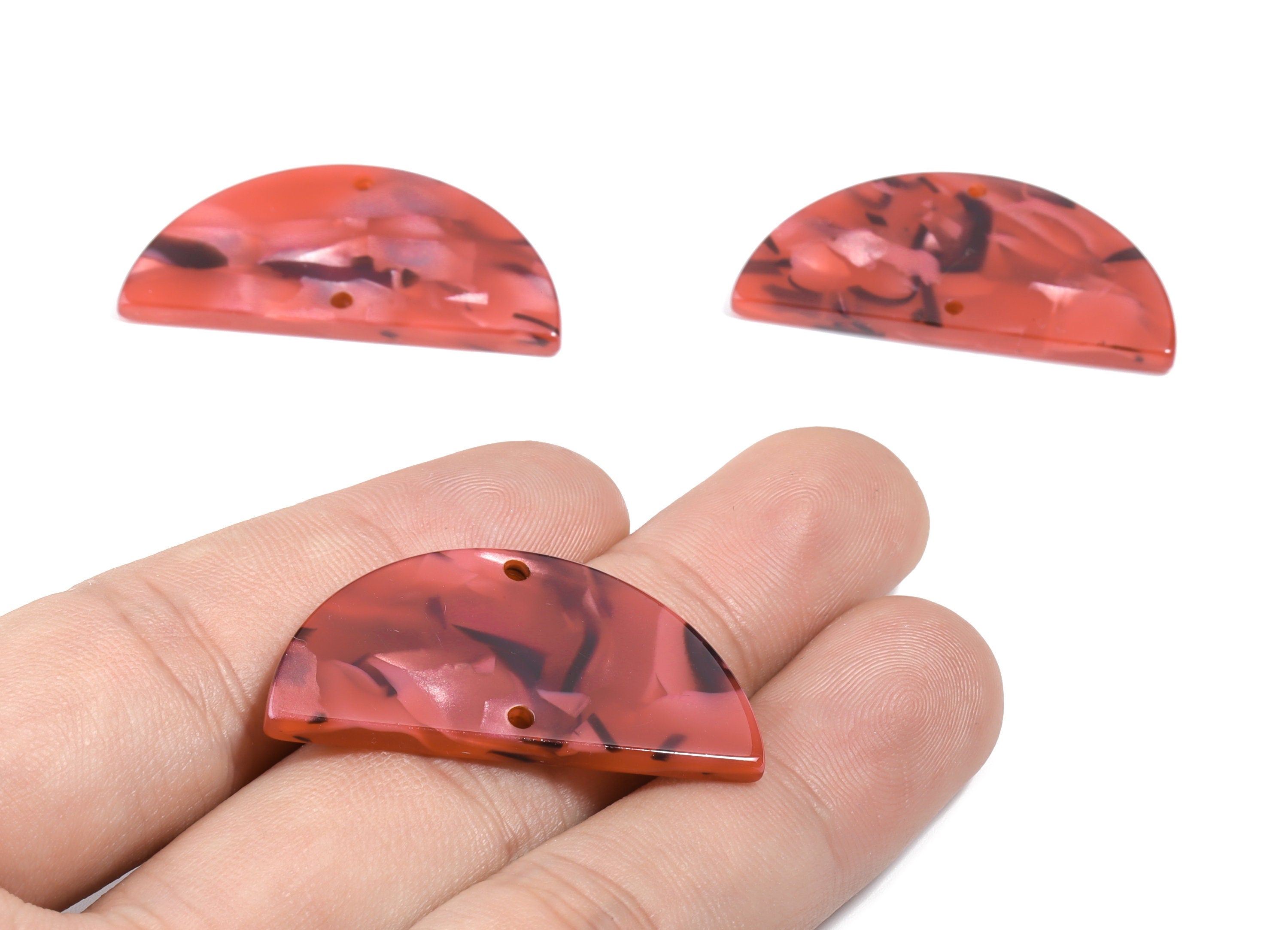 Acetate Semicircle Connectors - Half Moon Connector - Earring Findings - 2 Holes - Color Code: A56 - 36.13x17.84x2.8mm - AC1795-A56 - DOMEDBAZAAR