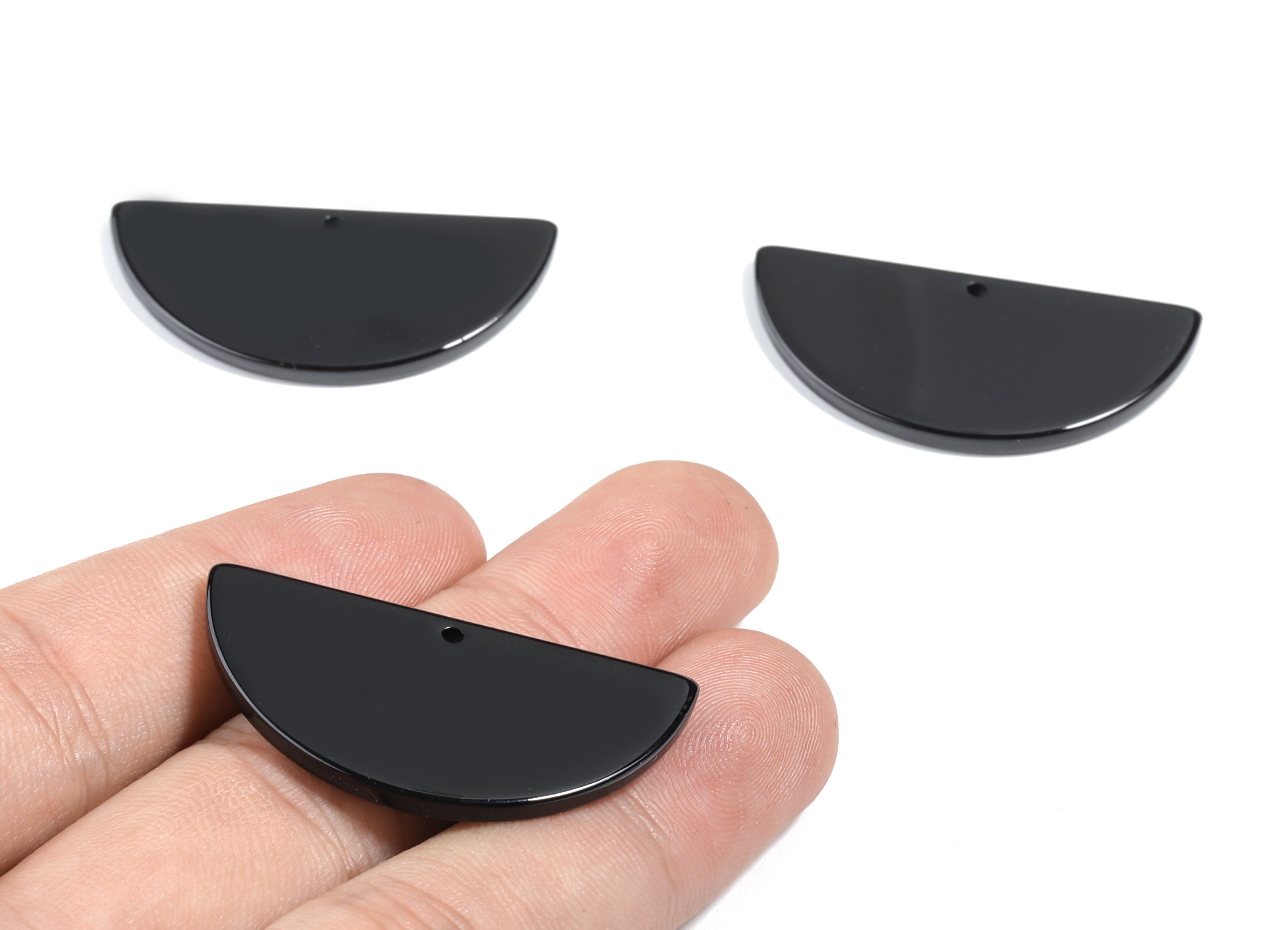 Acrylic Semi circle Earring Charm - Acrylic Half Moon Pendant - Earring Finding - Color Code: A66 - 39x19.3x2.55mm - AC1865-A66 - DOMEDBAZAAR