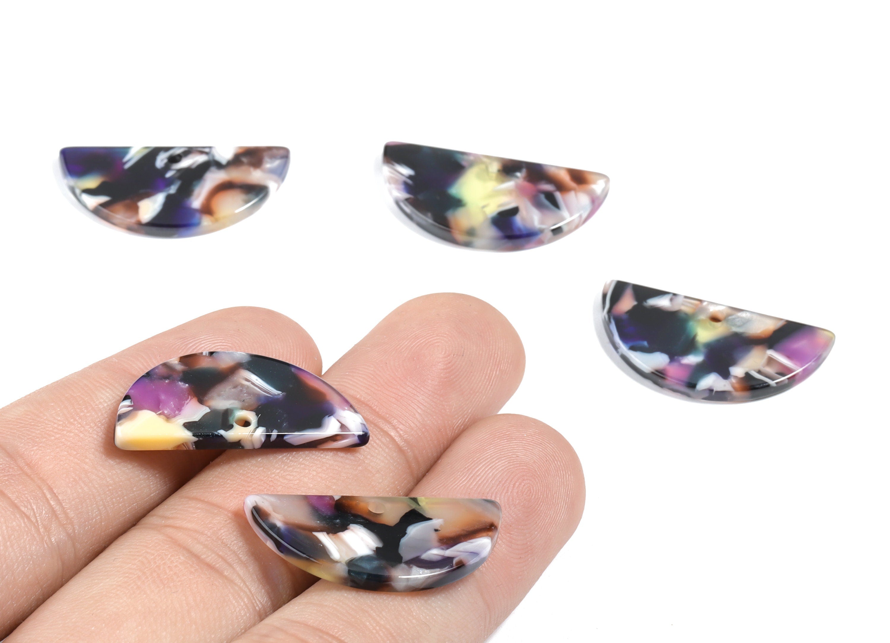 Acetate Semi Circle Earring Charm - Half Moon Pendant - Earring Findings - Jewelry Supplies - Color Code:A11 - 27x13.43x2.41mm - AC1826-A11 - DOMEDBAZAAR