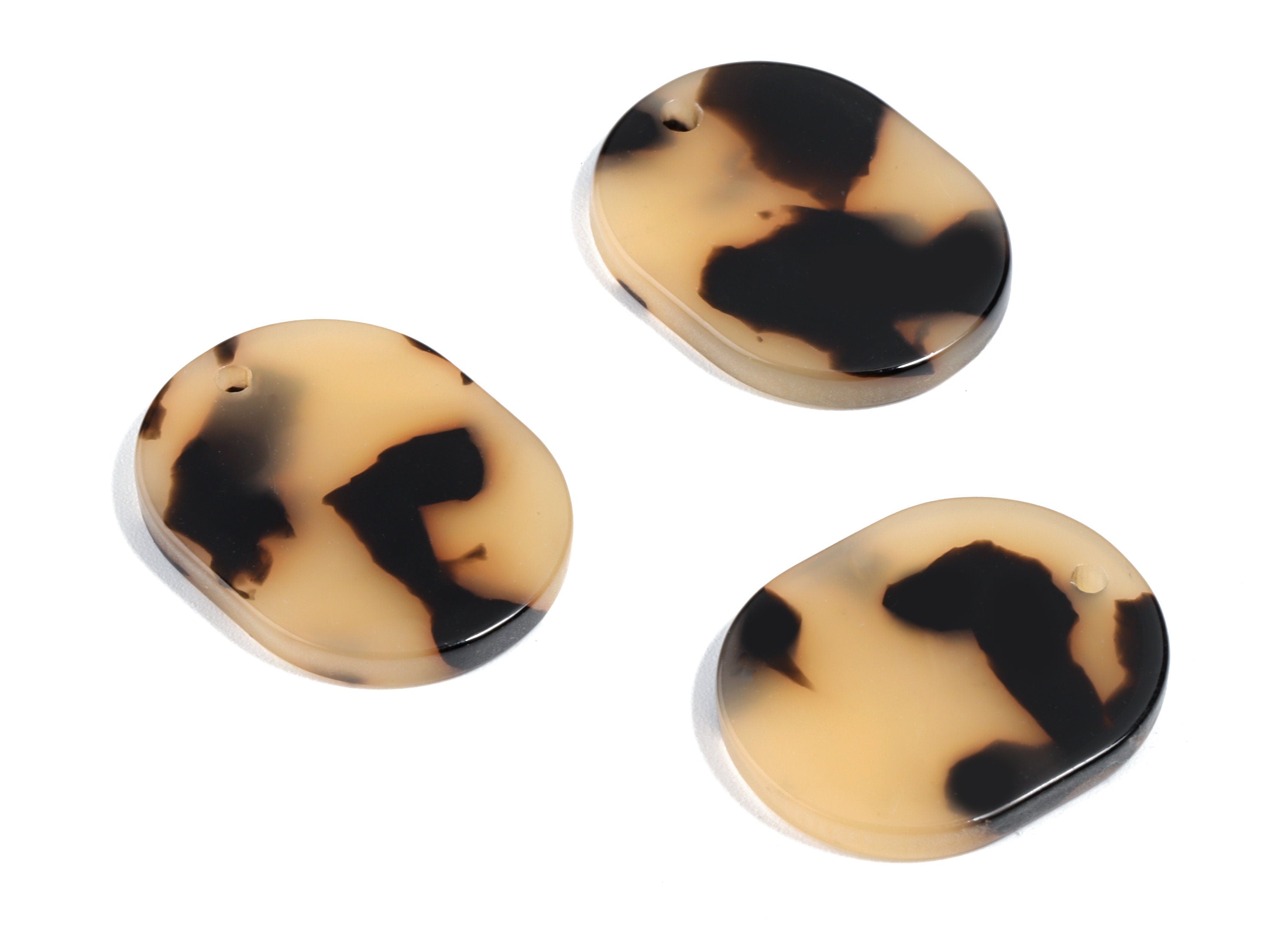 Acetate Oval Earring Charm - Oval Pendant - Blonde Tortoise Shell Earrings - Jewelry Supplies - Color Code:A08 - 21.87x17x2.5mm - AC1867-A08 - DOMEDBAZAAR