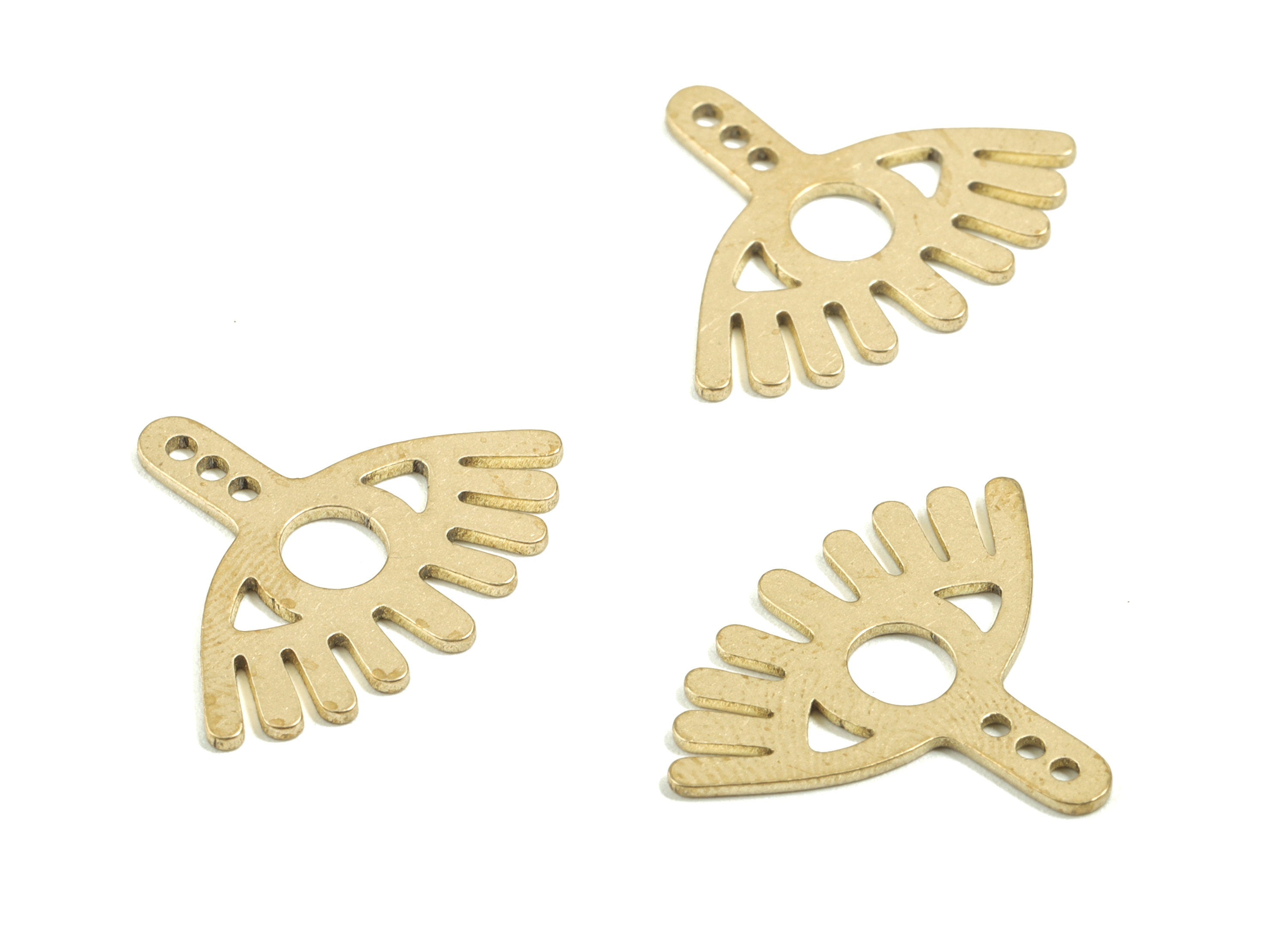 Brass Eyelash Earring Charms - Raw Brass Eye Pendant - Eyelash Necklace Charms - Jewelry Supplies - 21.9x18.22x0.79mm - PPM1731 - DOMEDBAZAAR