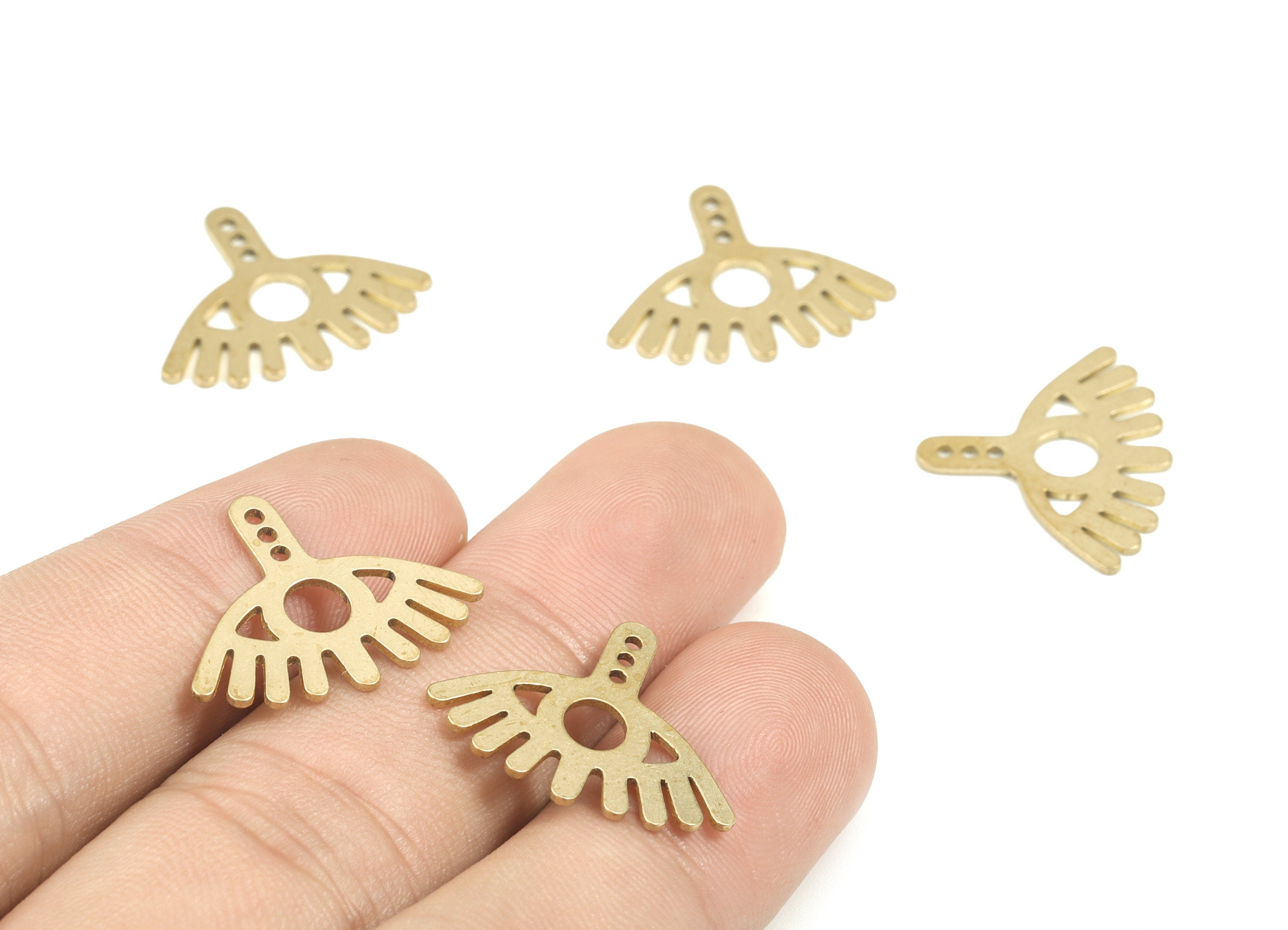 Brass Eyelash Earring Charms - Raw Brass Eye Pendant - Eyelash Necklace Charms - Jewelry Supplies - 21.9x18.22x0.79mm - PPM1731 - DOMEDBAZAAR