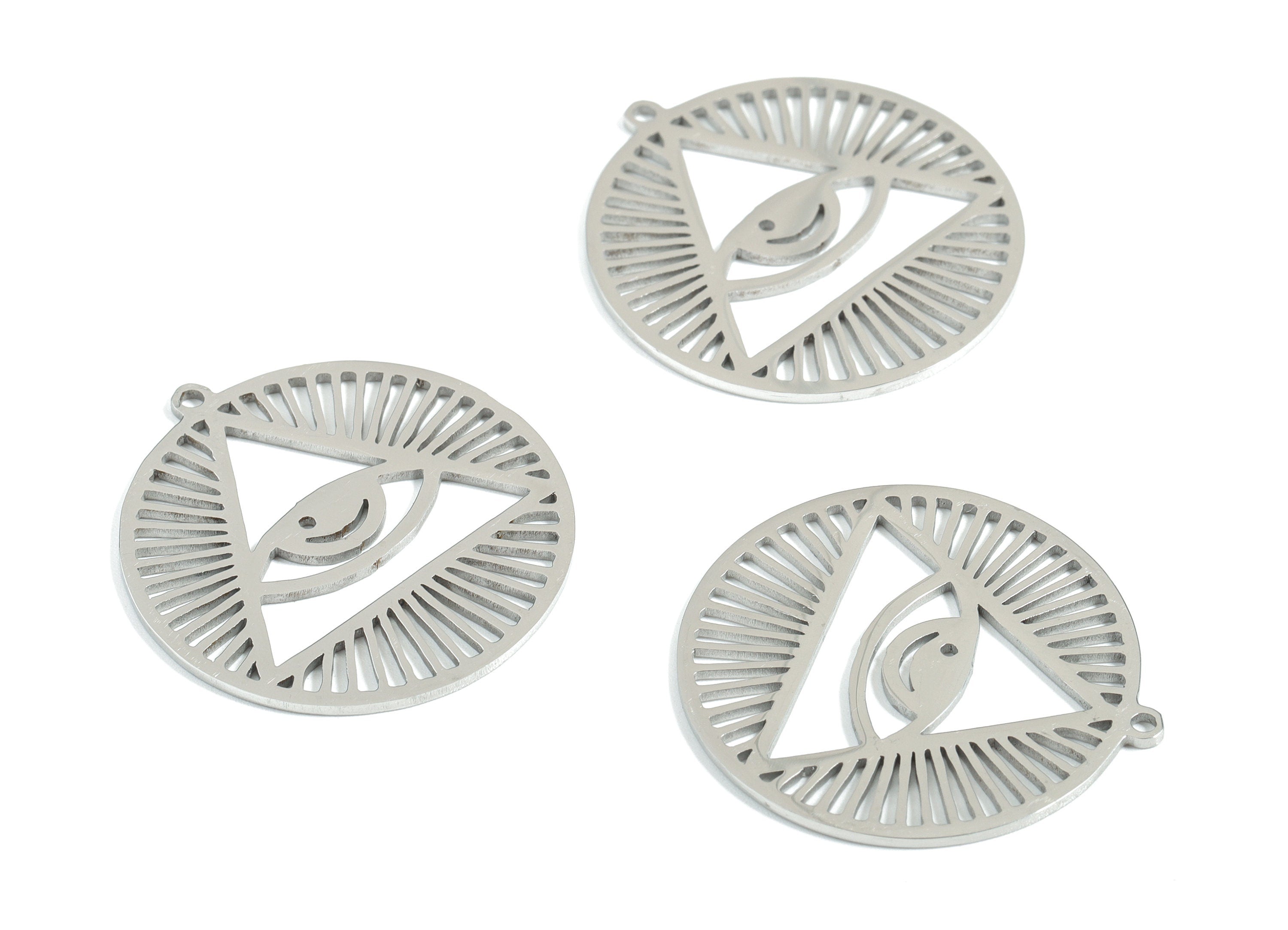Stainless Steel Pyramid Eye Charms - Pyramid Eye Earrings and Pendant - Earring Findings - Jewelry Supplies - 29.71x27.73x0.97mm - SS1173 - DOMEDBAZAAR