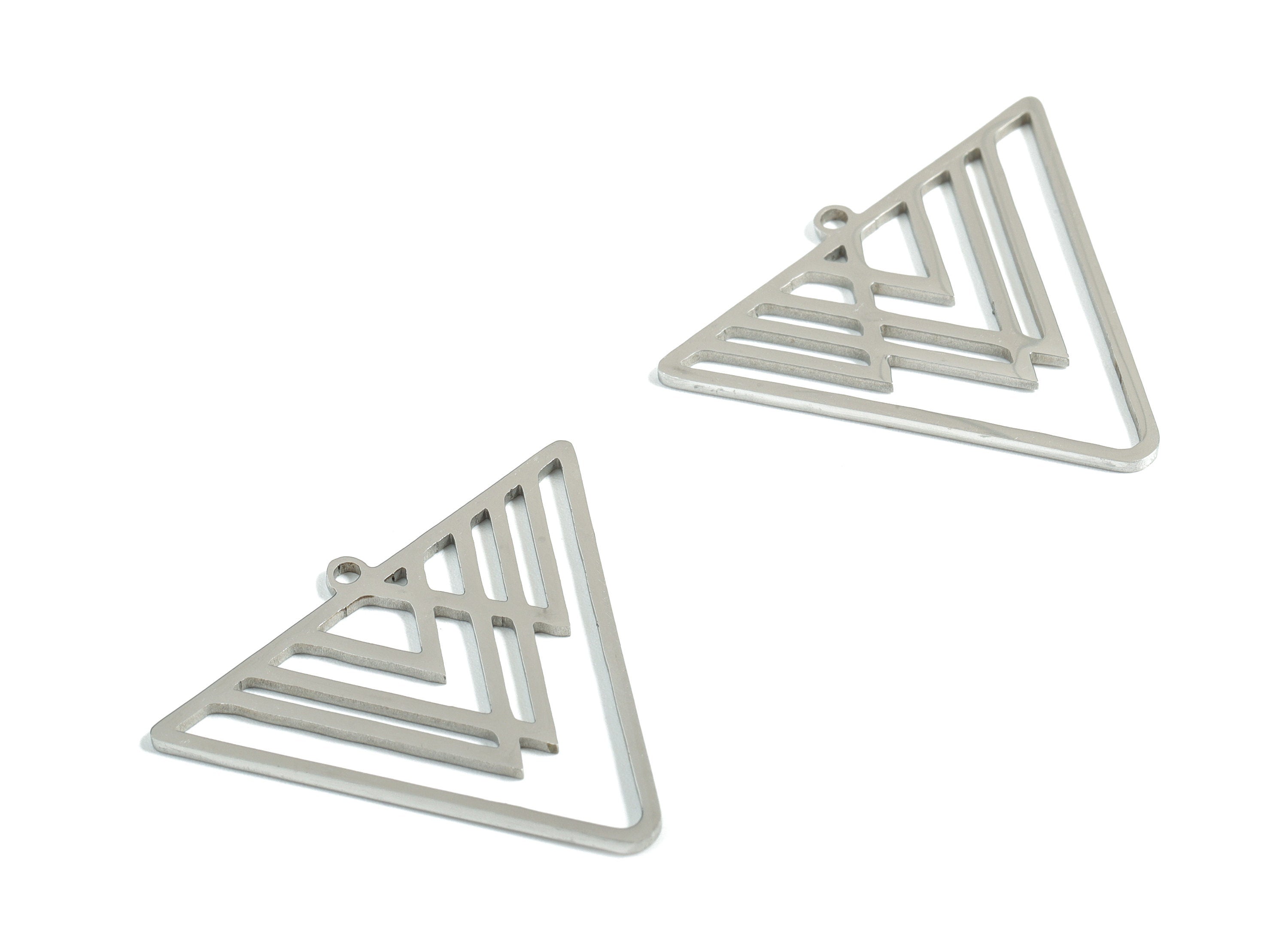 Stainless Steel Triangle Charms - Mountains Earrings and Pendant - Earring Findings - Jewellery Supplies - 29.84x25.94x0.95mm - SS1174 - DOMEDBAZAAR