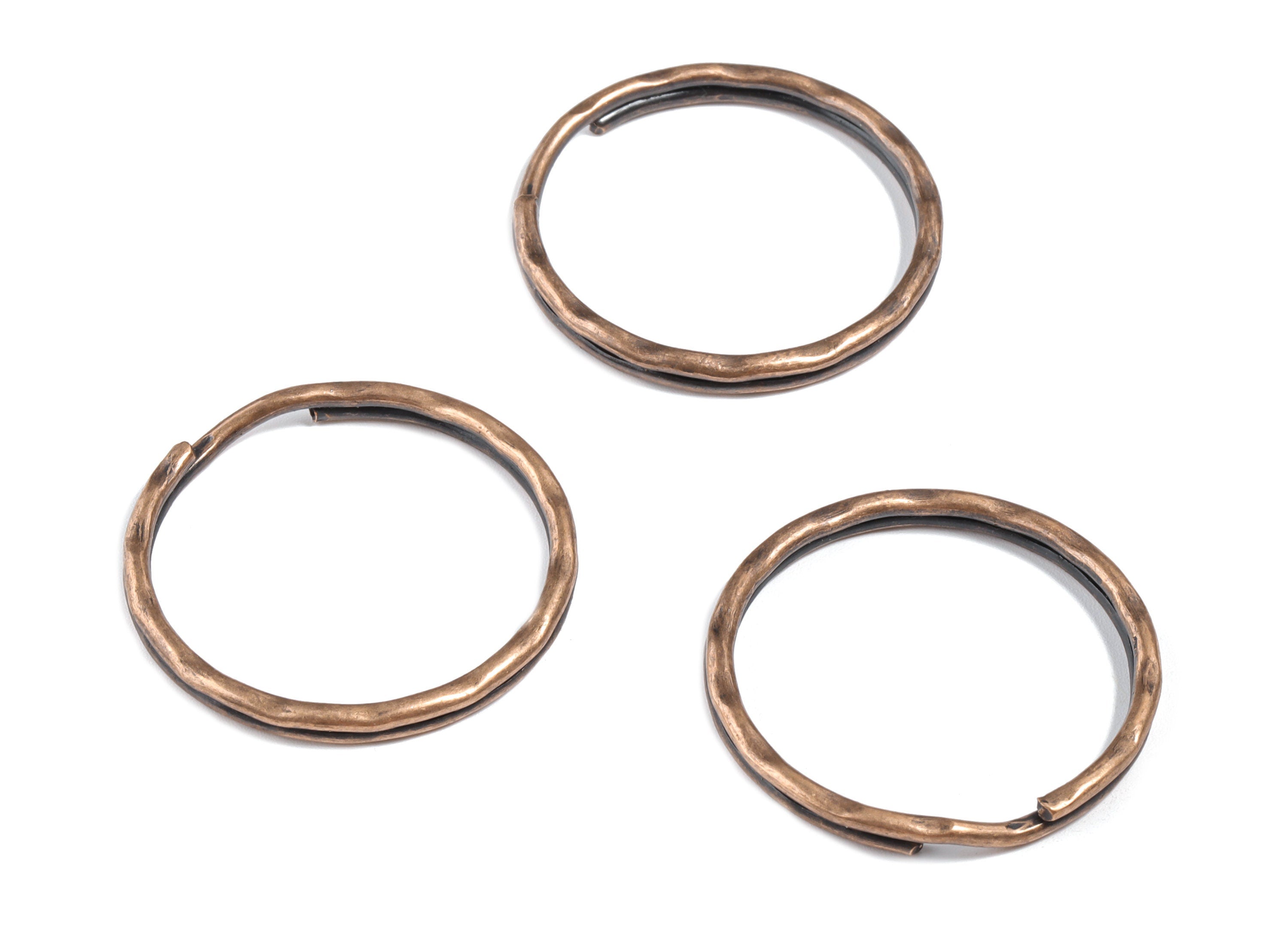 Antique Copper Metal Key Rings - Split Rings - Circle Key Rings - Keychain Connectors - Key Ring Findings - 30.36x30.36x1.7mm - PP2856AB - DOMEDBAZAAR