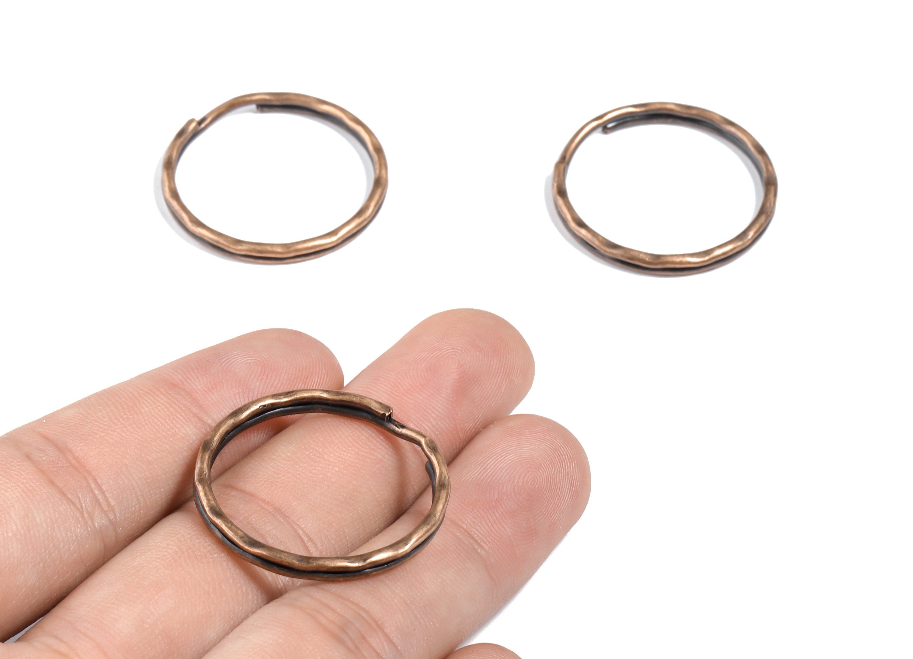 Antique Copper Metal Key Rings - Split Rings - Circle Key Rings - Keychain Connectors - Key Ring Findings - 30.36x30.36x1.7mm - PP2856AB - DOMEDBAZAAR