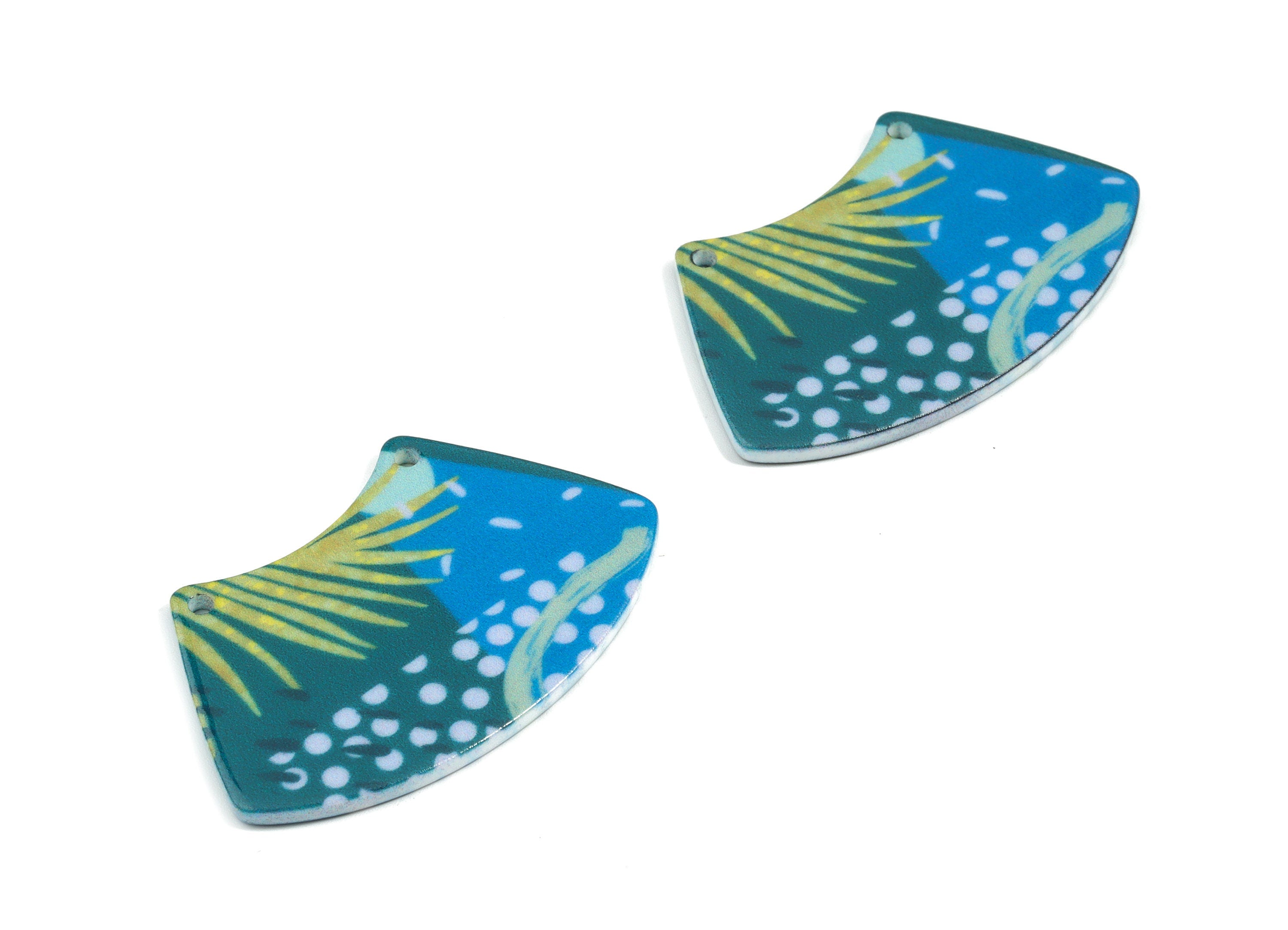 Acrylic Trapezoid Connector - Printing Geometric Acrylic Charms - Jewelry Supplies - Color Code: B2 - 42.5x26.96x2.16mm - AC1871-B2 - DOMEDBAZAAR