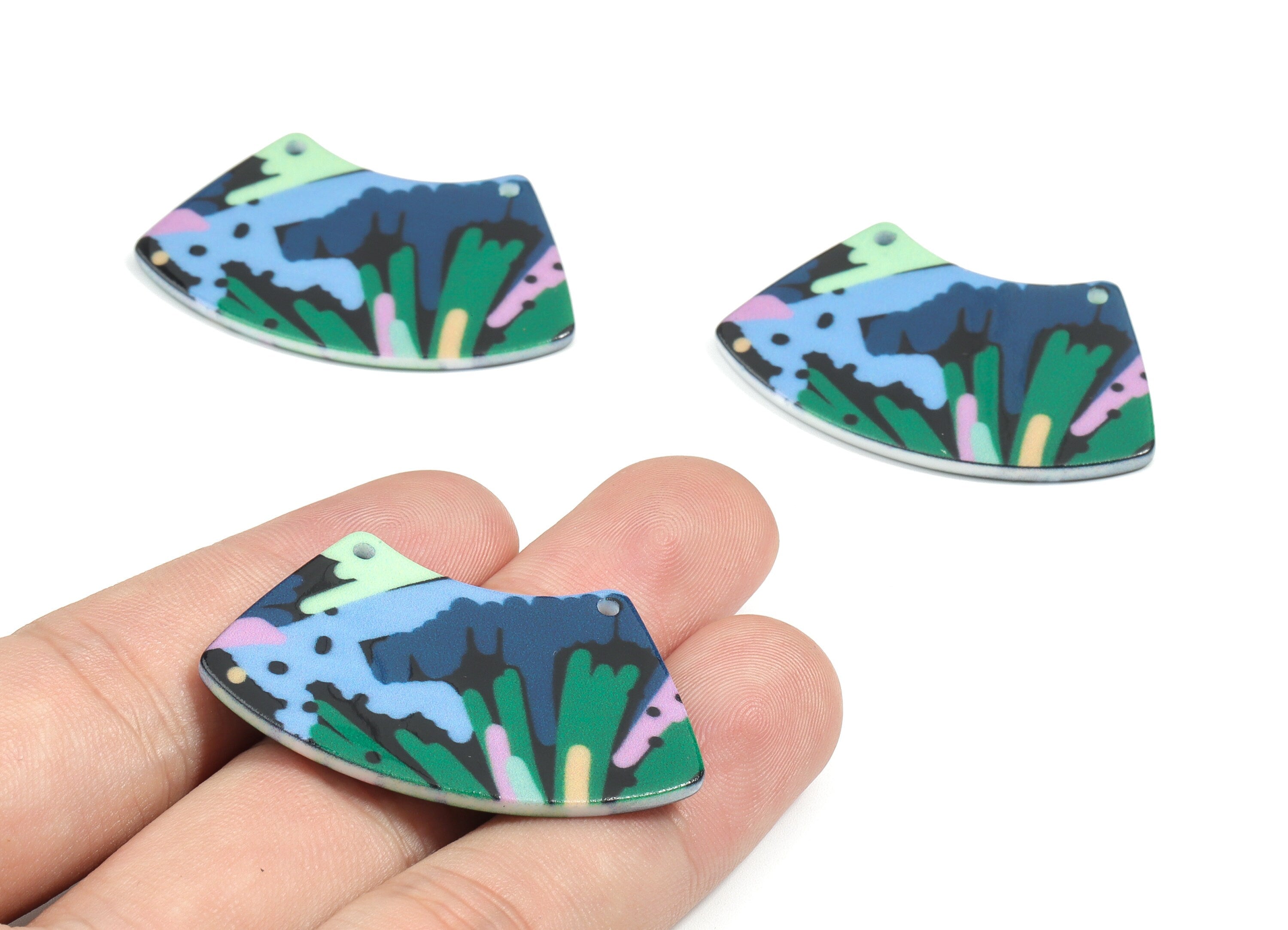 Acrylic Trapezoid Connector - Printing Geometric Acrylic Charms - Jewelry Supplies - Color Code: B3 - 42.6x27.16x2.29mm - AC1871-B3 - DOMEDBAZAAR