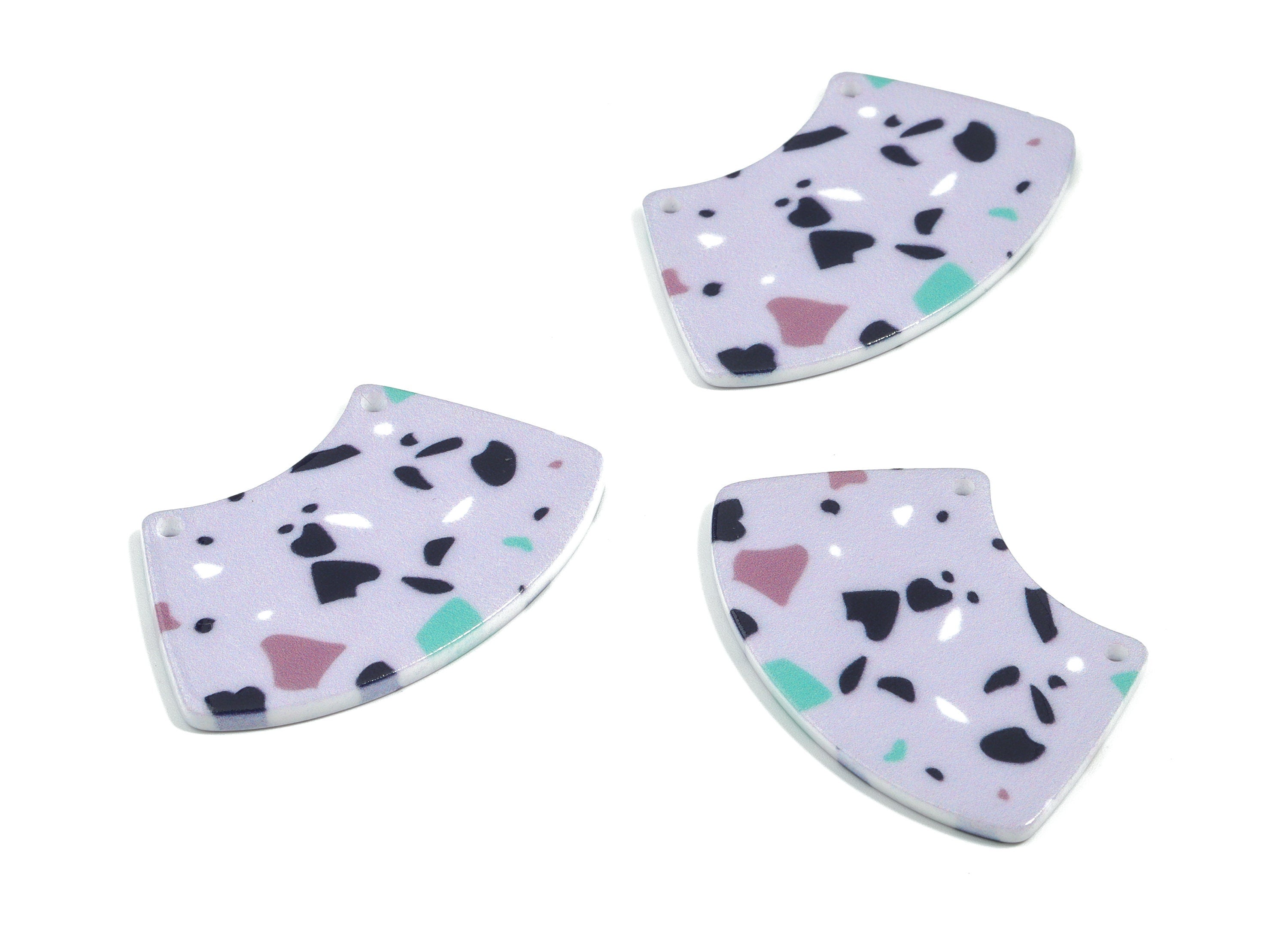 Acrylic Trapezoid Connector - Printing Geometric Acrylic Charms - Jewelry Supplies - Color Code: B4 - 42.6x26.9x2.26mm - AC1871-B4 - DOMEDBAZAAR