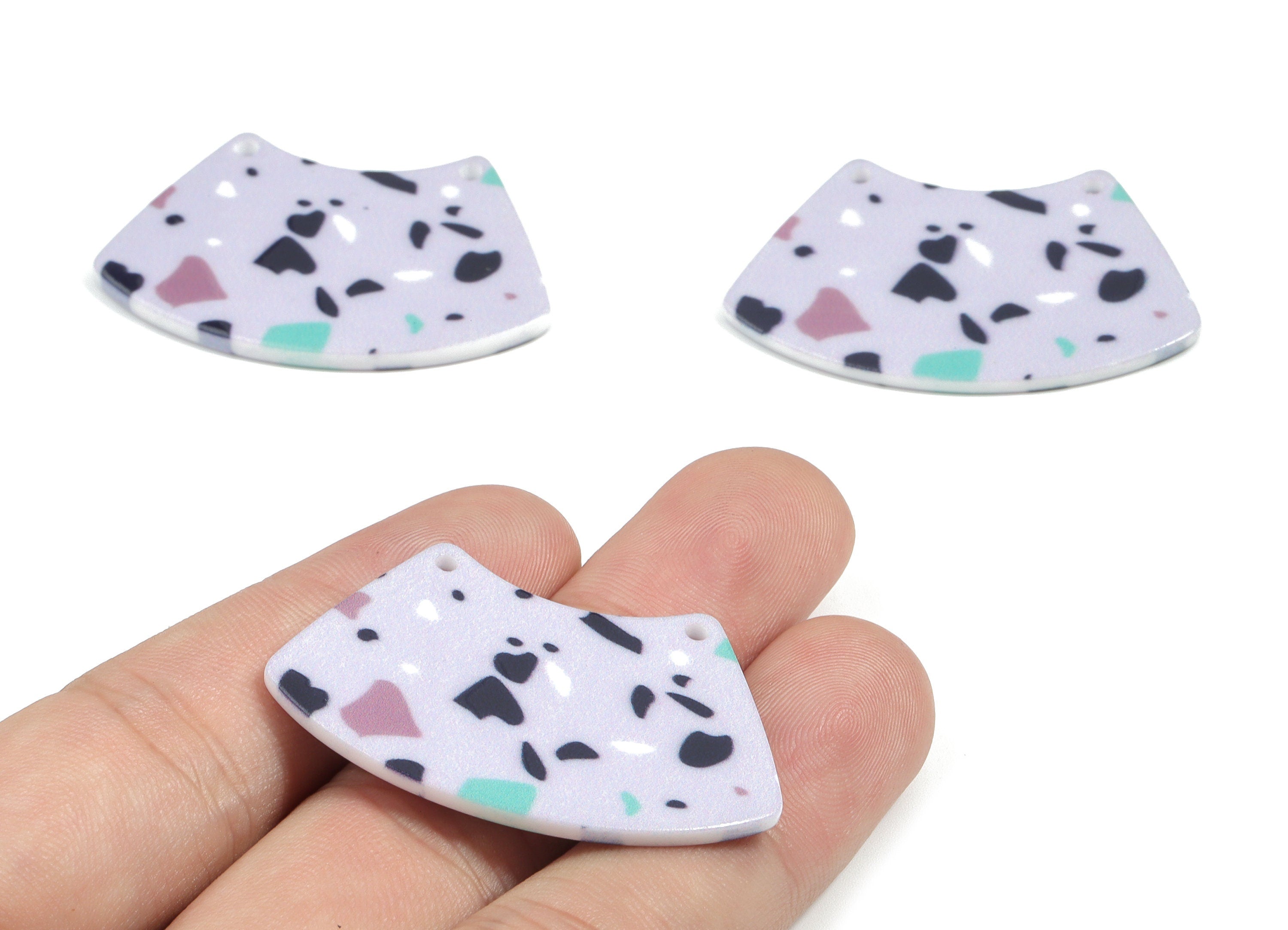 Acrylic Trapezoid Connector - Printing Geometric Acrylic Charms - Jewelry Supplies - Color Code: B4 - 42.6x26.9x2.26mm - AC1871-B4 - DOMEDBAZAAR