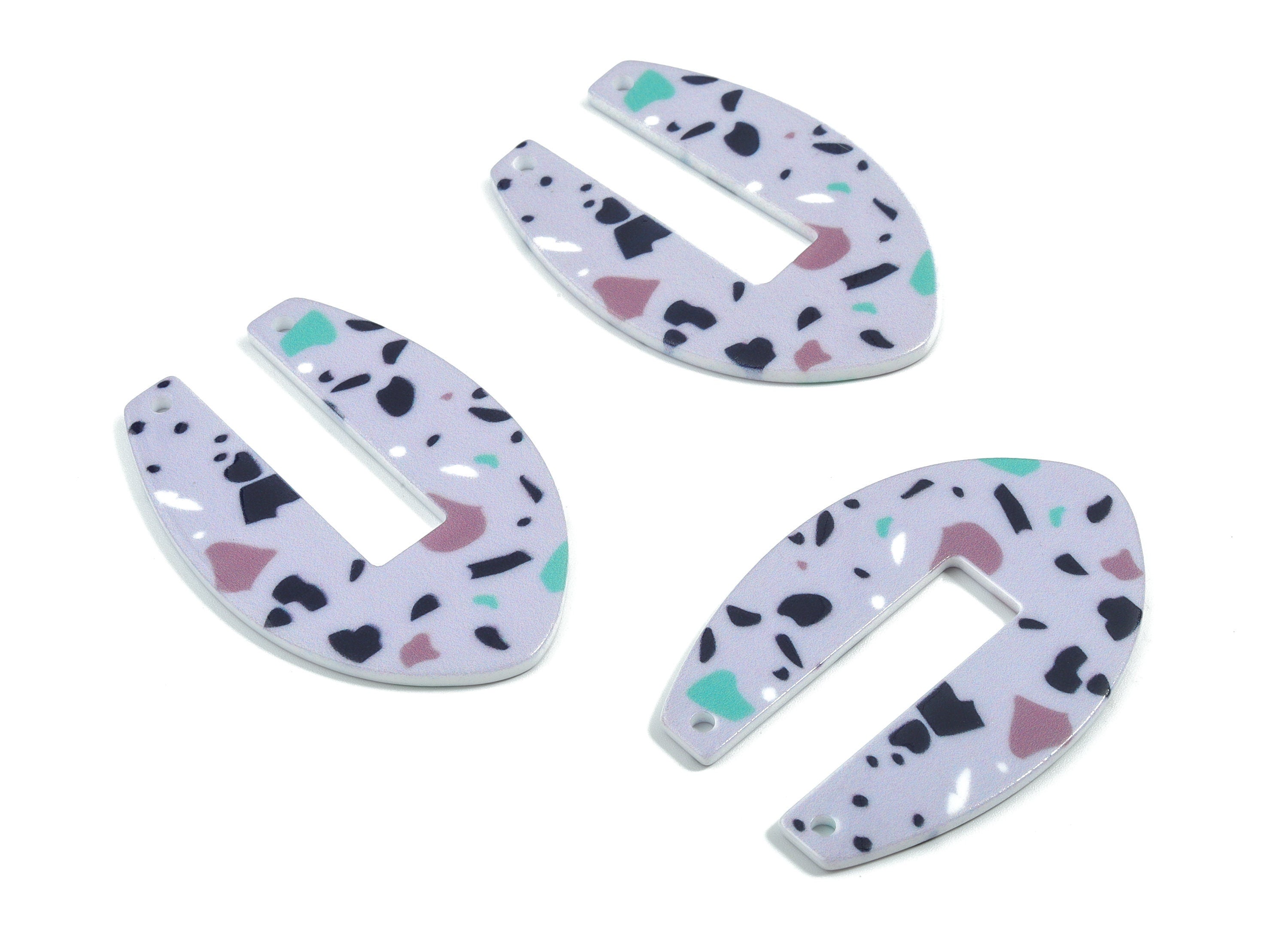 Acrylic U Connector - Printing Geometric Acrylic Charms - Jewelry Supplies - Color Code: B4 - 49.83x34.11x2.32mm - AC1873-B4 - DOMEDBAZAAR