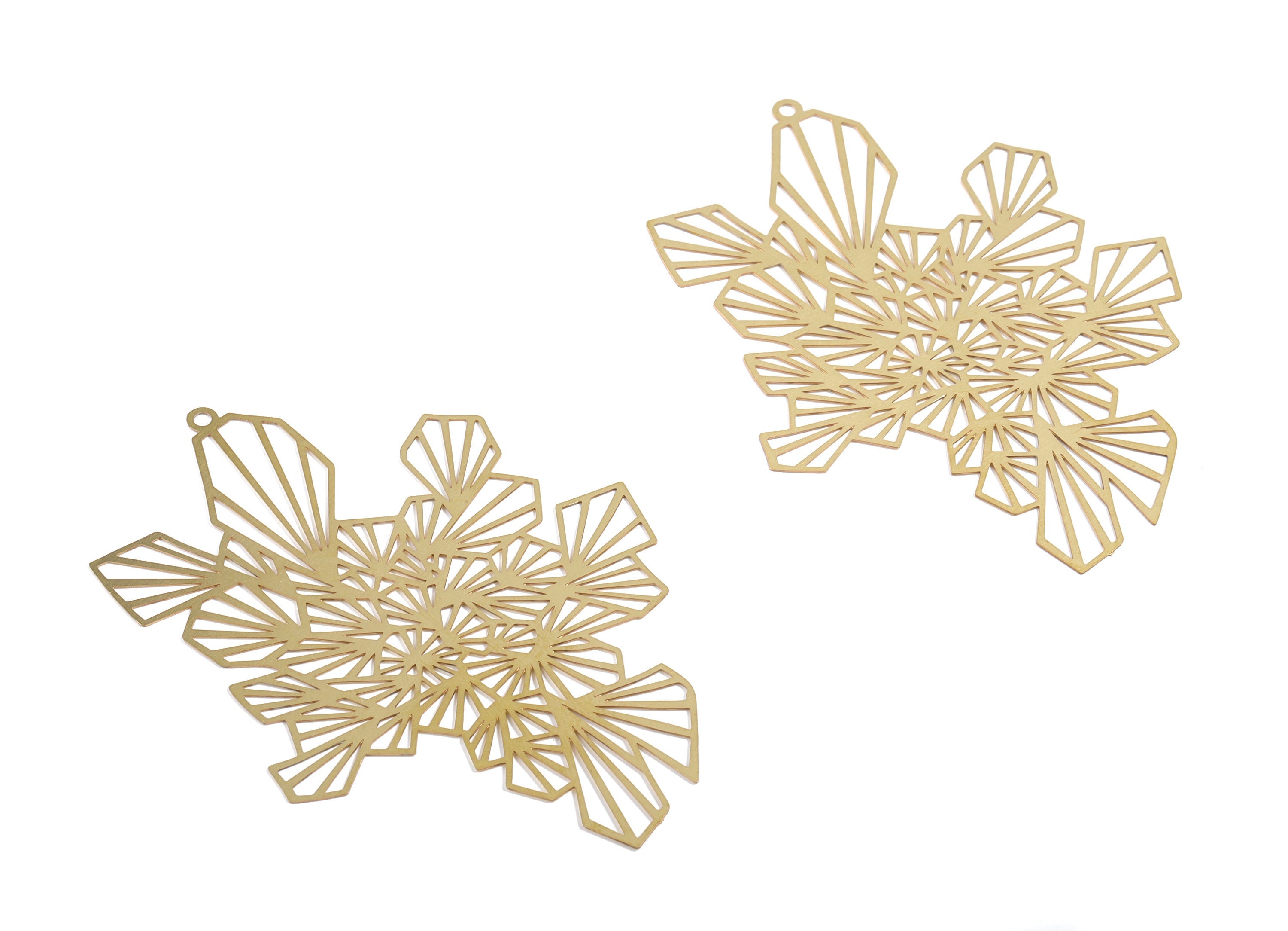 Raw Brass Geometric Earring Charms - Raw Brass Geometric Necklace Pendant - Earring Findings - Jewelry Supplies - 65.87x47x0.3mm - JJA4617 - DOMEDBAZAAR