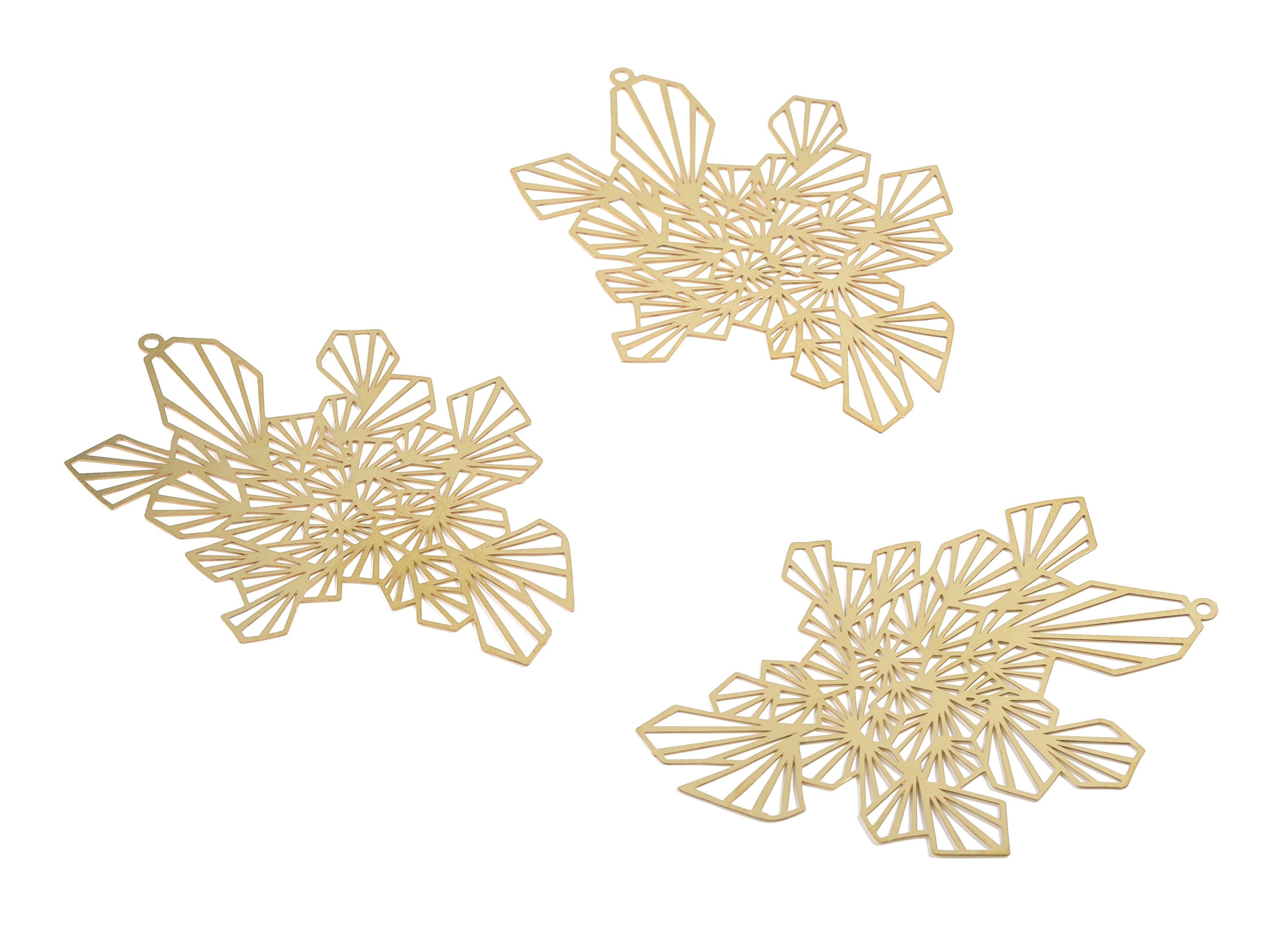 Raw Brass Geometric Earring Charms - Raw Brass Geometric Necklace Pendant - Earring Findings - Jewelry Supplies - 65.87x47x0.3mm - JJA4617 - DOMEDBAZAAR