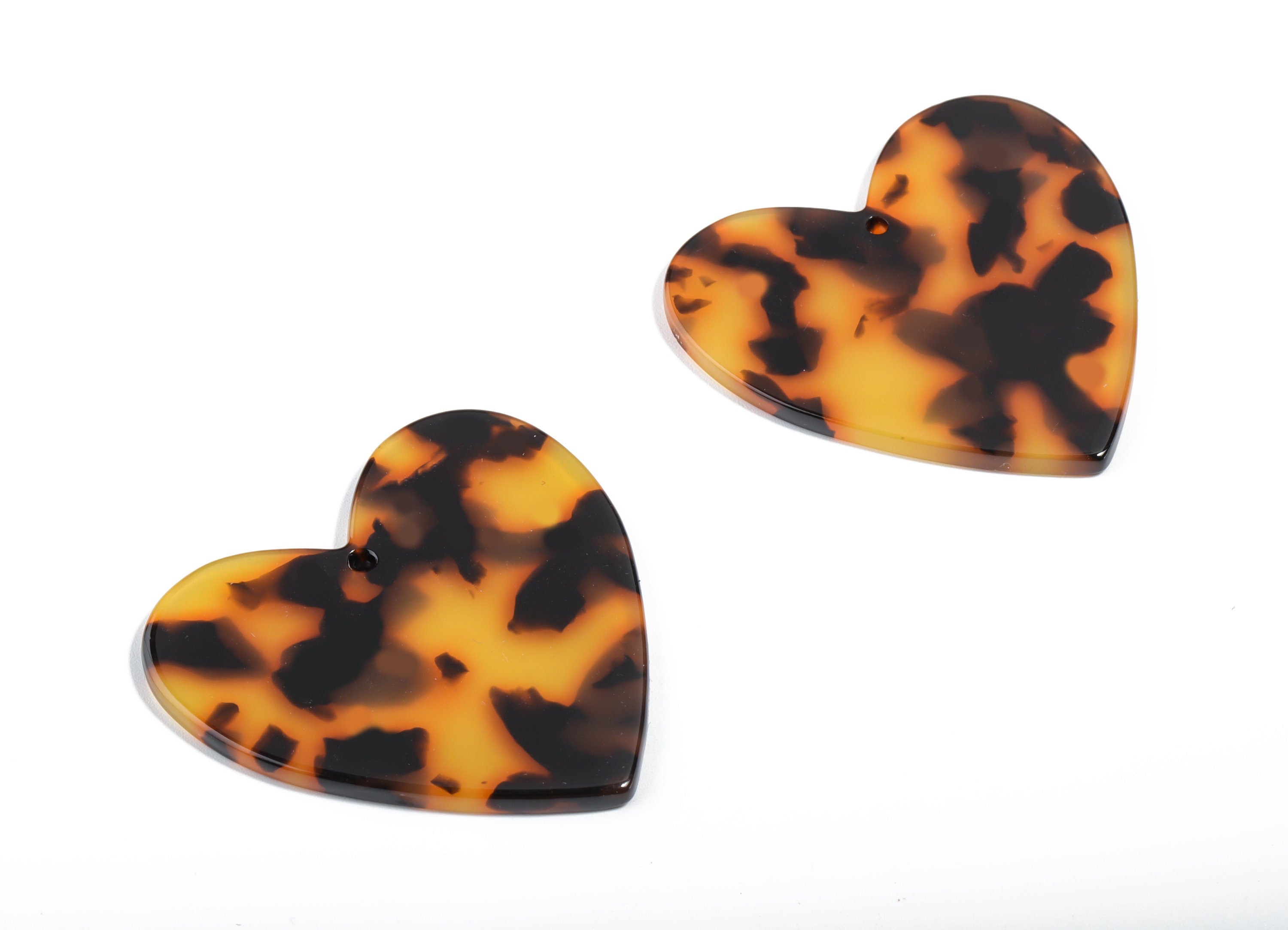 Acetate Heart Charms - Tortoise Shell Earrings - Heart Pendant - Jewelry Making Supplies - Color Code: A01 - 42.62x41.67x2.58mm - AC1746-A01 - DOMEDBAZAAR