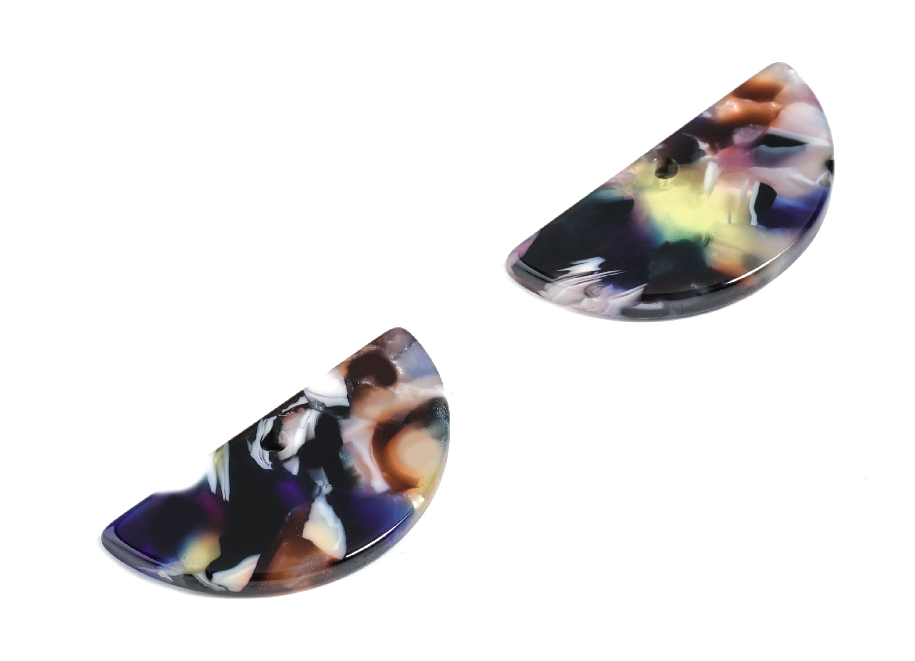 Acetate Semi Circle Earring Charm - Half Moon Pendant - Earring Findings - Jewelry Supplies - Color Code:A11 - 27x13.43x2.41mm - AC1826-A11 - DOMEDBAZAAR