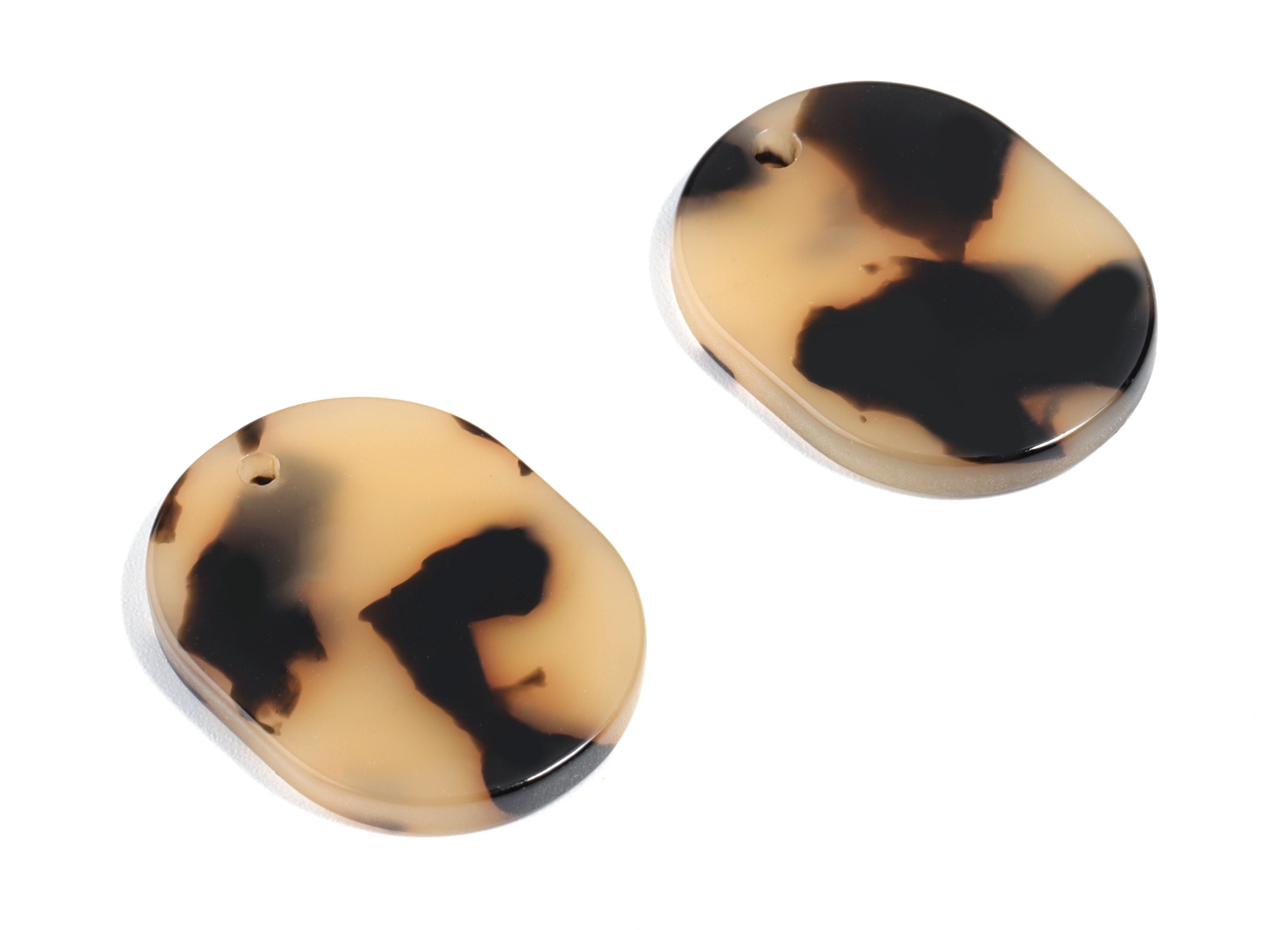 Acetate Oval Earring Charm - Oval Pendant - Blonde Tortoise Shell Earrings - Jewelry Supplies - Color Code:A08 - 21.87x17x2.5mm - AC1867-A08 - DOMEDBAZAAR