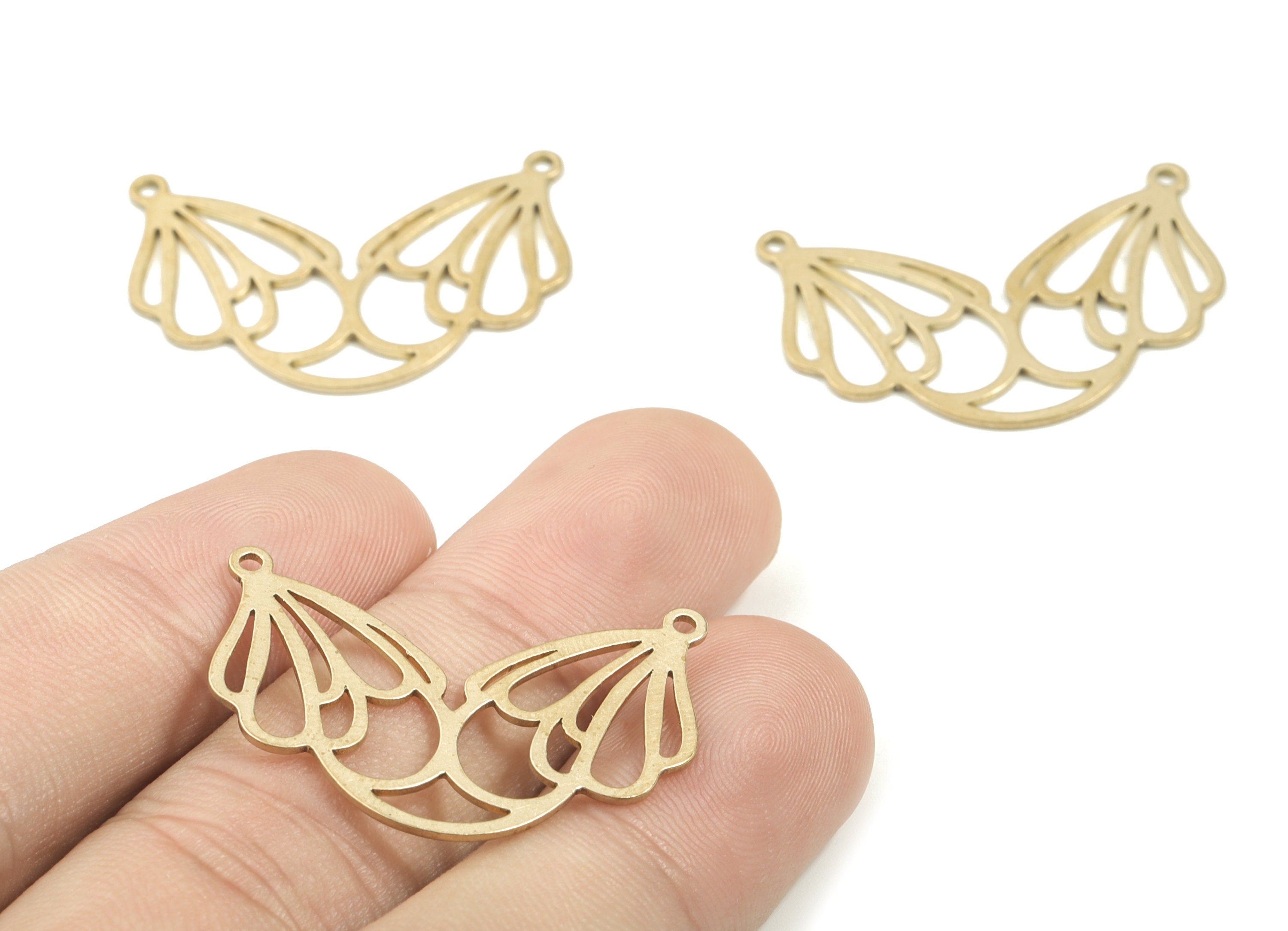 Brass Double Hole Earring Charms - Raw Brass Double Hole Pendant - Double Hole Necklace Charm - Jewelry Supplies - 31.3x21.5x0.8mm - PPM1730 - DOMEDBAZAAR
