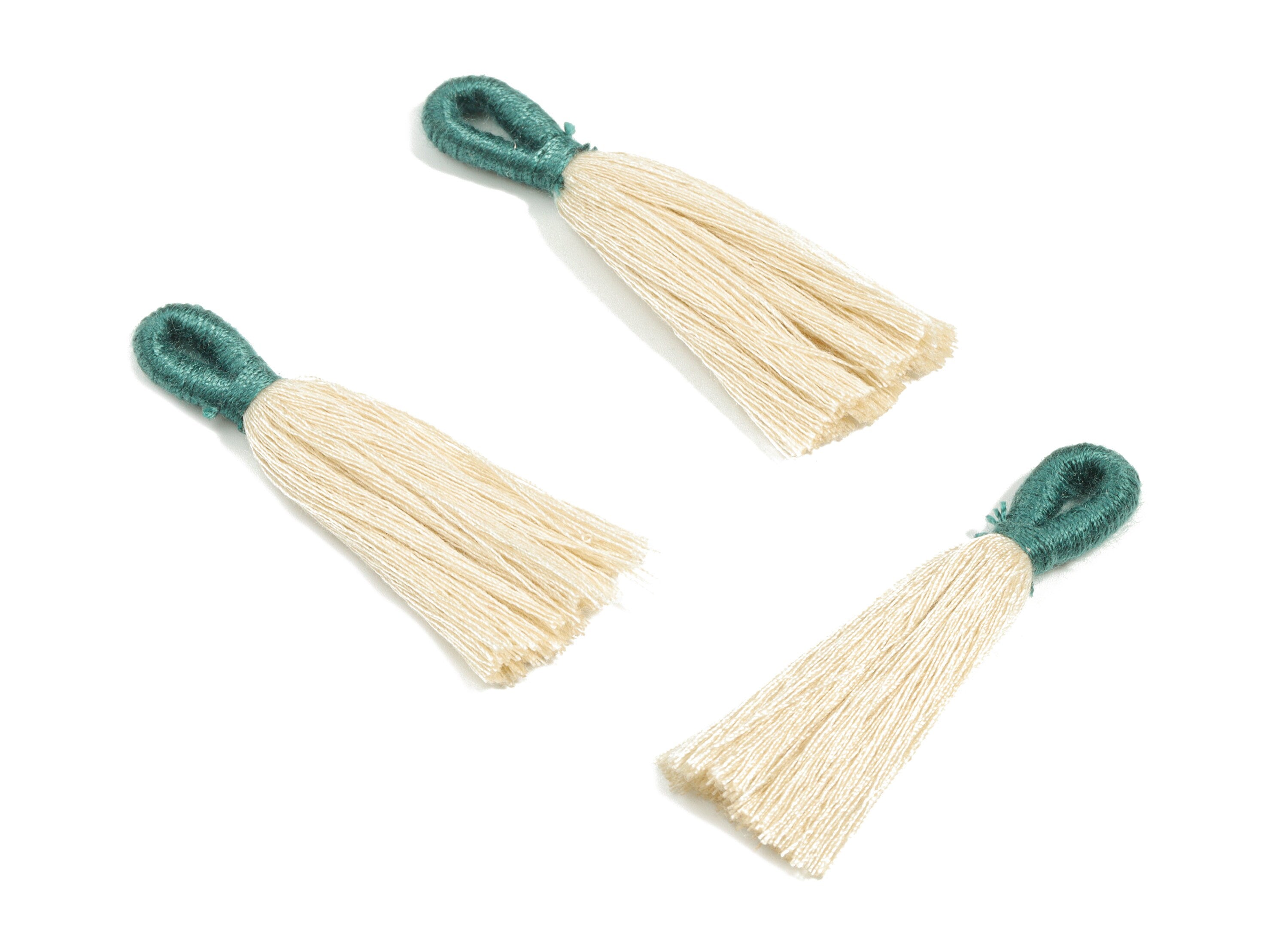 Cotton Tassels With Loop Earrings - Cotton Tassels Earring Charms - Green Boho Earrings - Jewelry Supplies - 60.42x12.66x4.38mm - TS1147A - DOMEDBAZAAR