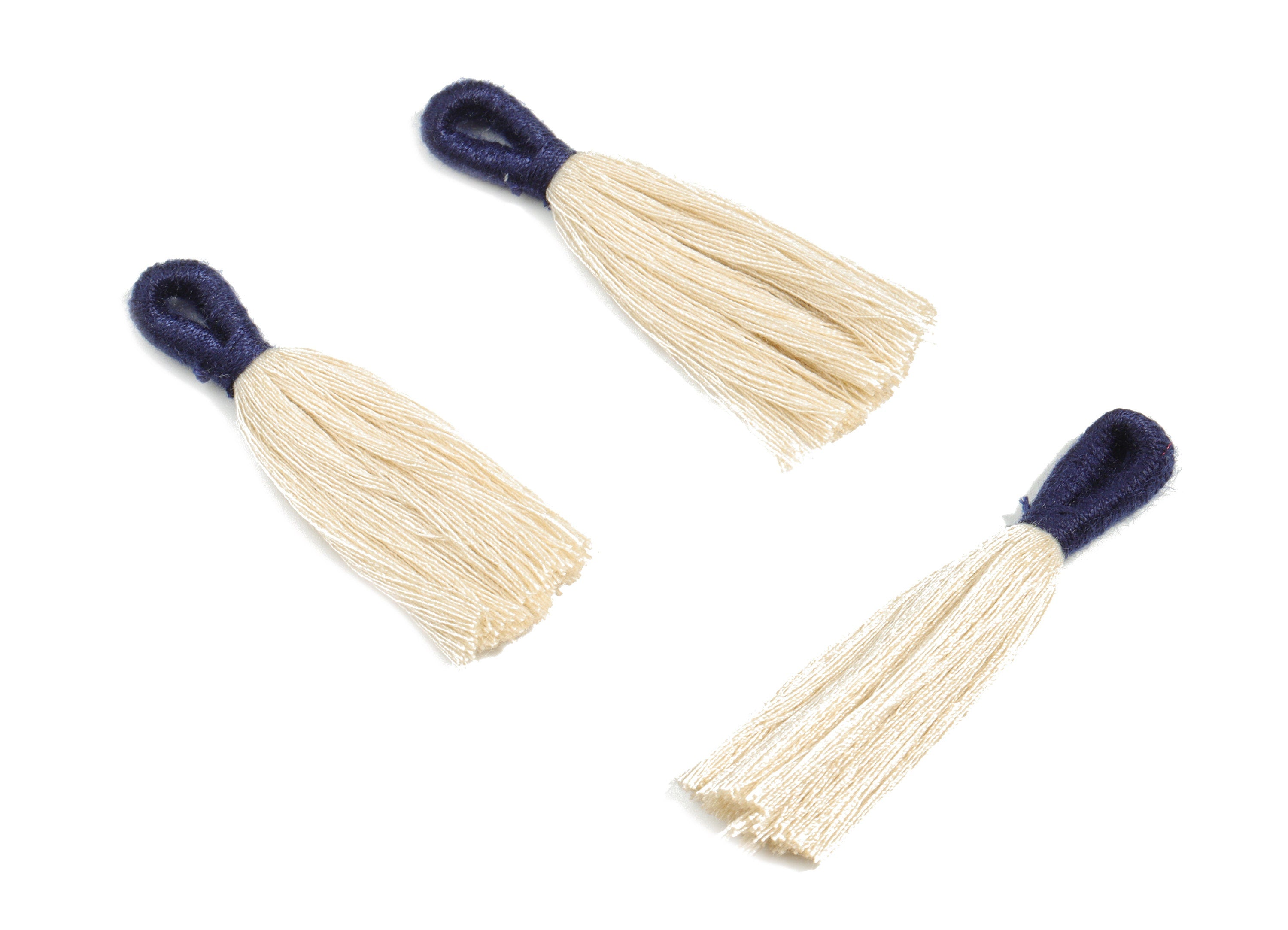 Cotton Tassels With Loop Earrings - Cotton Tassels Earring Charms - Navy Boho Earrings - Jewelry Supplies - 62.89x11.65x4.94mm - TS1147B - DOMEDBAZAAR