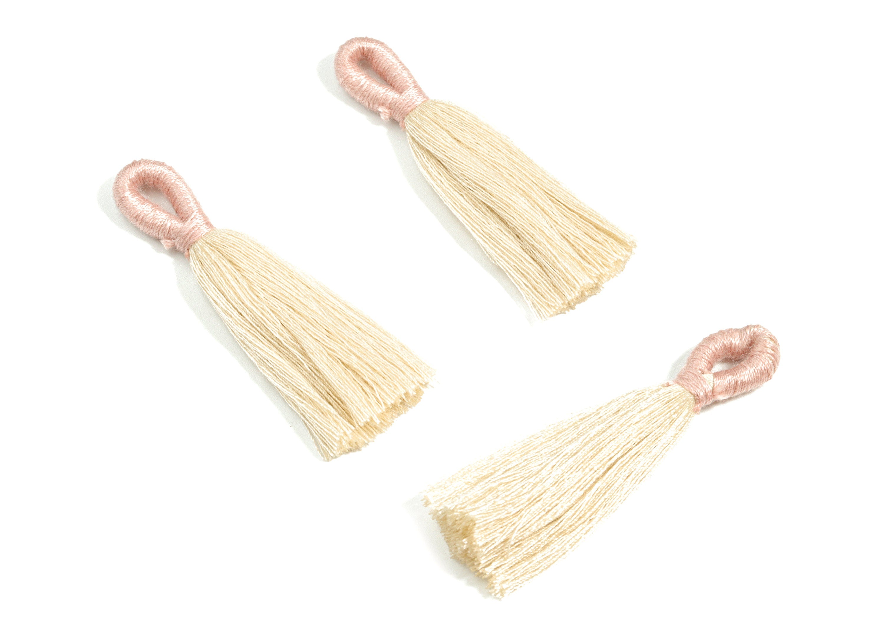 Cotton Tassels With Loop Earrings - Cotton Tassels Earring Charms - Rose Pink Boho Earrings - Jewelry Supplies - 60.28x10.8x4.95mm - TS1147C - DOMEDBAZAAR