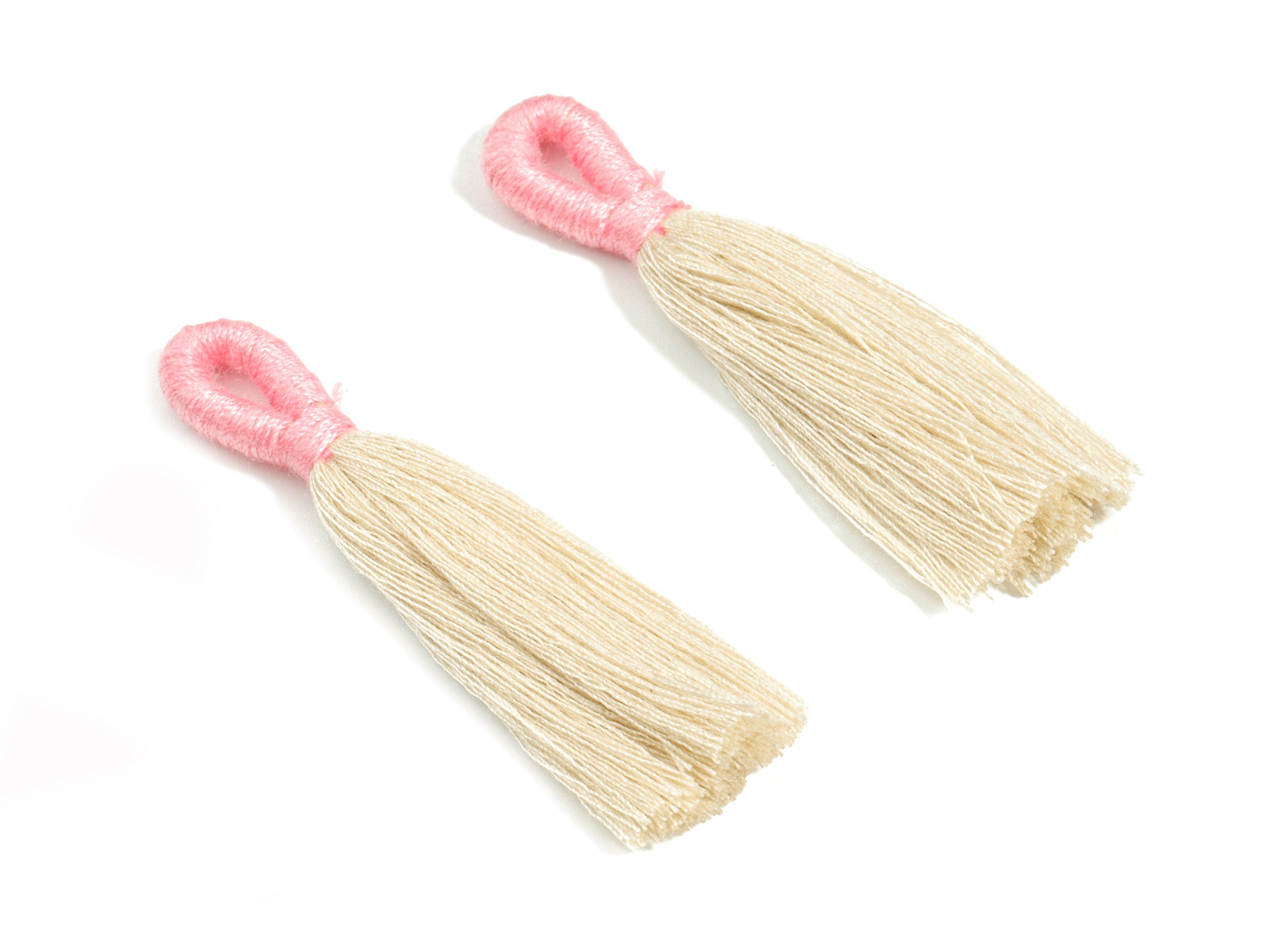Cotton Tassels With Loop Earrings - Cotton Tassels Earring Charms - Pink Boho Earrings - Jewelry Supplies - 60.88x10.77x4.46mm - TS1147D - DOMEDBAZAAR