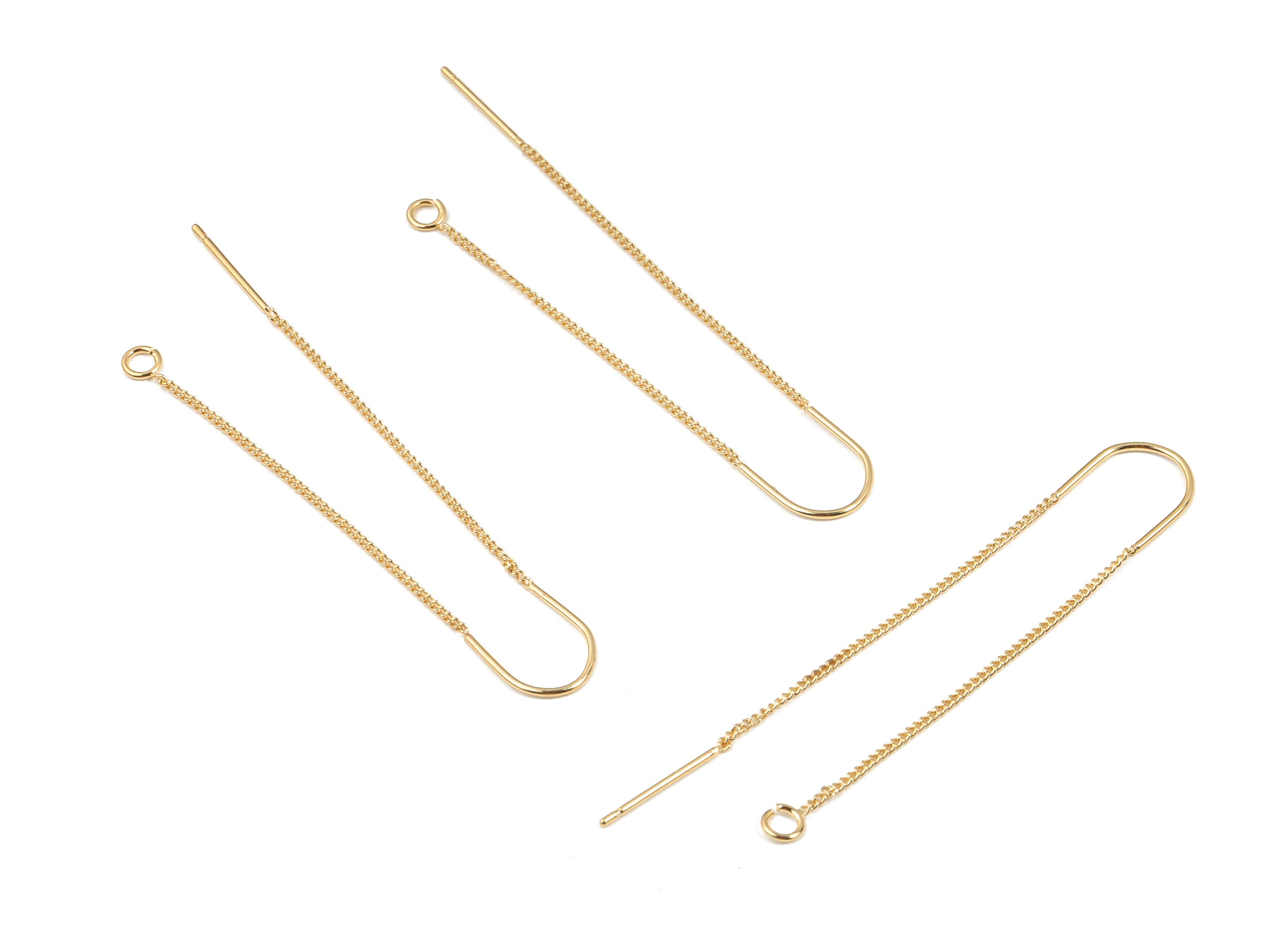 Brass Chain Earring Stud - Gold Chain Tassel Earring Wire - 18K Real Gold Plated Brass - Jewelry Supplies - 61.84x8.54x0.89mm - RGP2637 - DOMEDBAZAAR