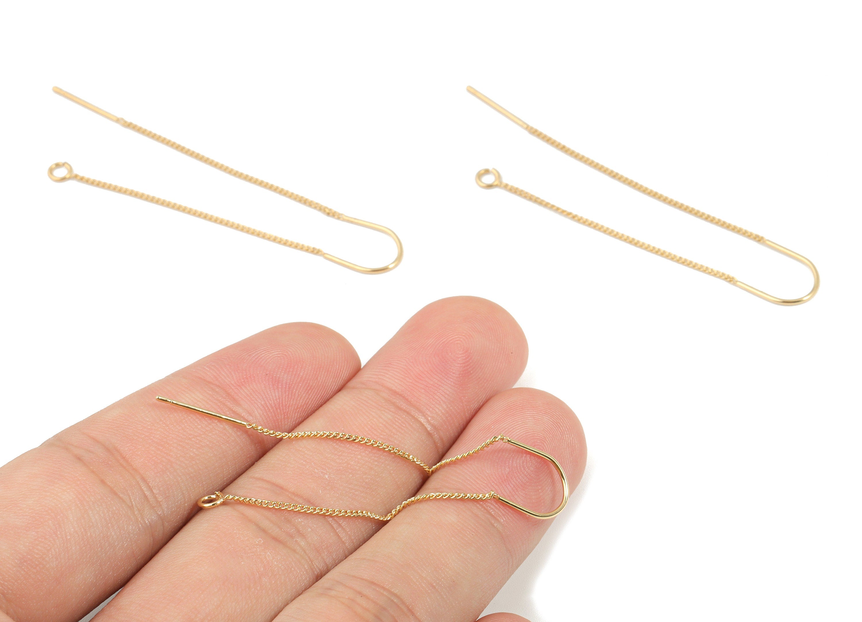 Brass Chain Earring Stud - Gold Chain Tassel Earring Wire - 18K Real Gold Plated Brass - Jewelry Supplies - 61.84x8.54x0.89mm - RGP2637 - DOMEDBAZAAR