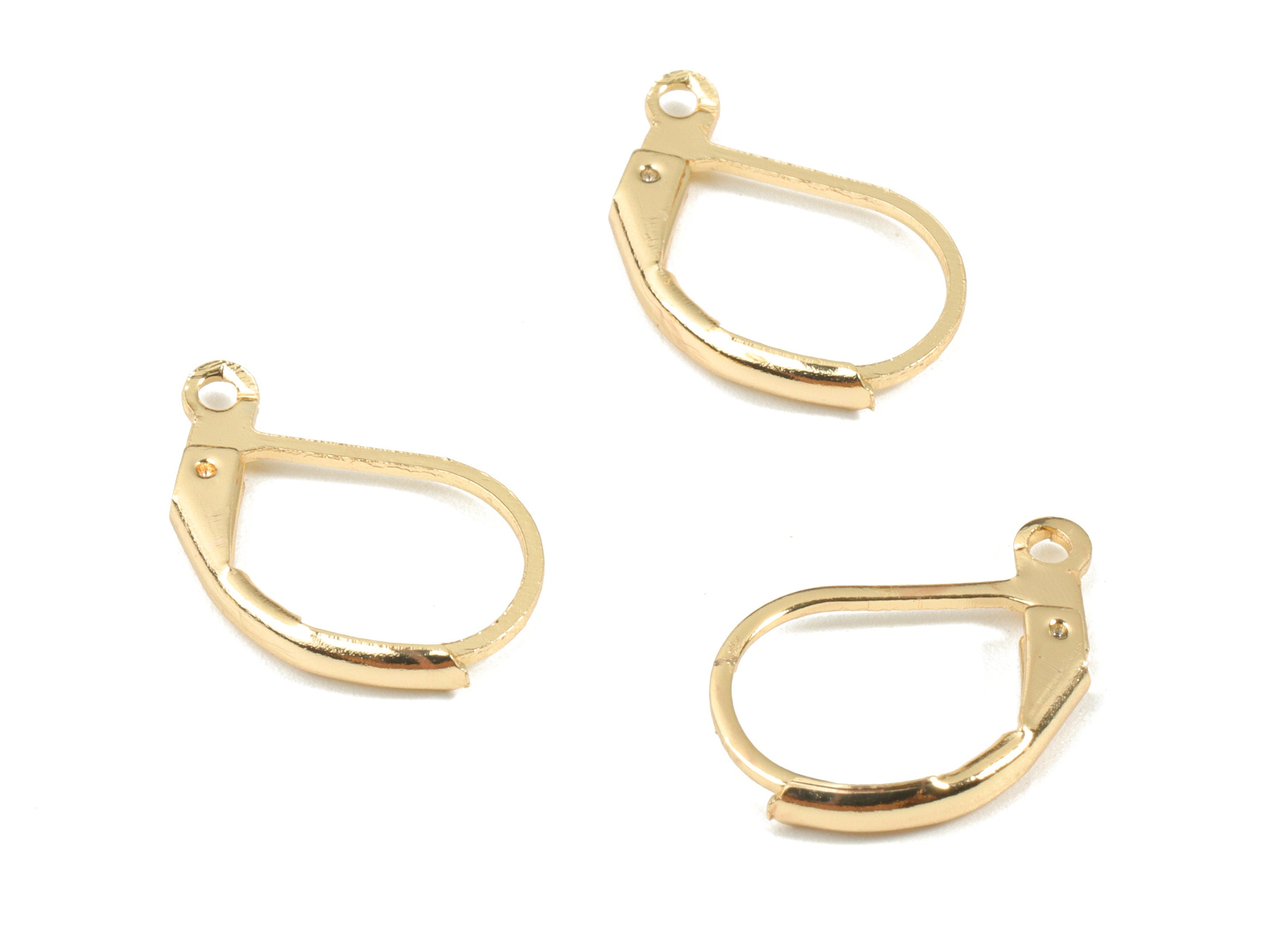 Brass Plain Leverback - Gold Leverback Earring Clasp - 18K Real Gold Plated Brass - Jewelry Supplies - 16.6x10.22x1.8mm - RGP2641 - DOMEDBAZAAR