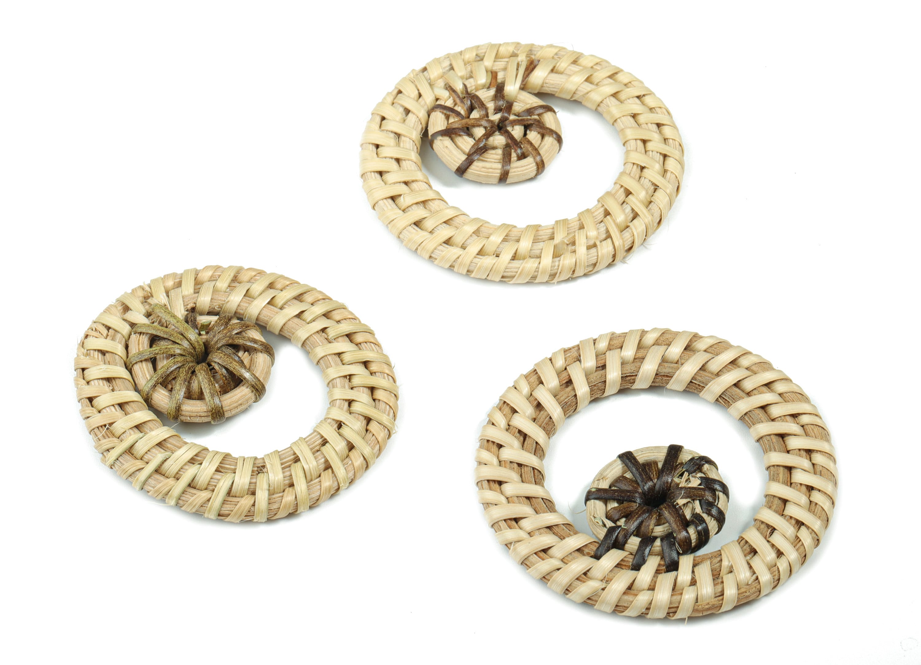 Handwoven Rattan Hoop Earrings - Circle Rattan Earrings Charms - Wooden Straw Earrings - Jewelry Handmade - 49.99x47.57x5.42mm - RT1365 - DOMEDBAZAAR