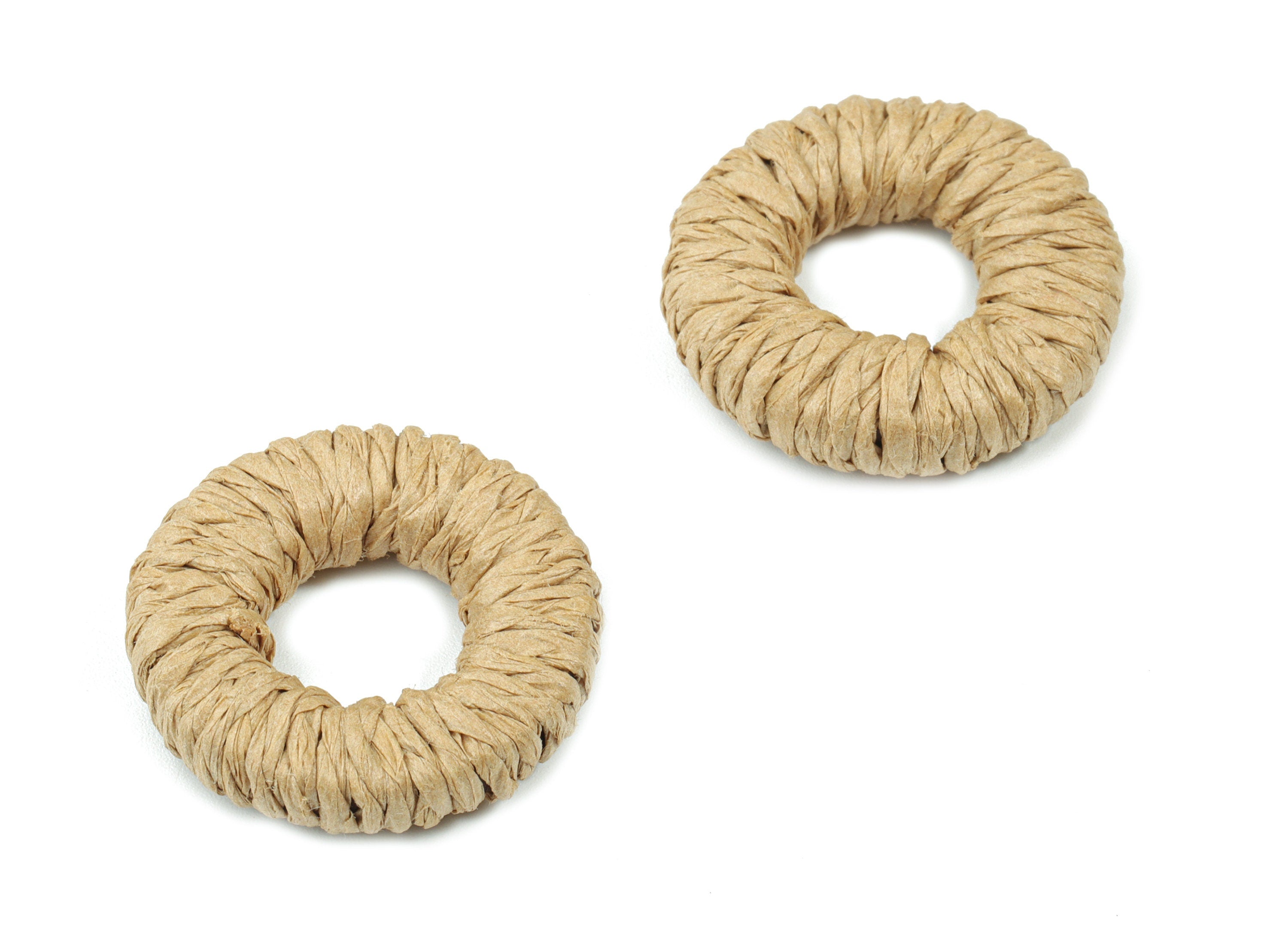 Handwoven Rattan Rope Earrings - Round Rattan Earrings Charms - Wooden Straw Earrings - Jewelry Handmade - 26.33x26.24x5.98mm - RT1368B - DOMEDBAZAAR