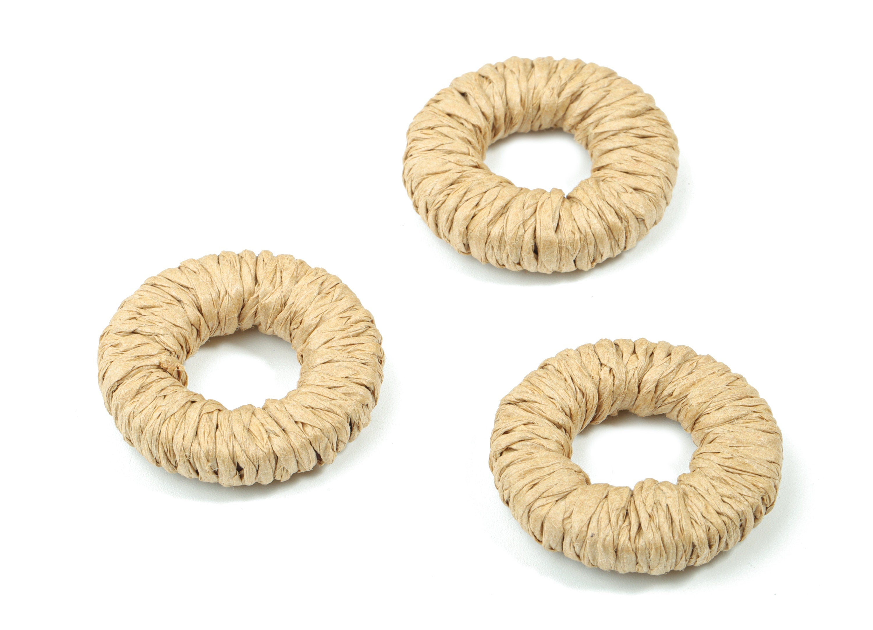 Handwoven Rattan Rope Earrings - Round Rattan Earrings Charms - Wooden Straw Earrings - Jewelry Handmade - 26.33x26.24x5.98mm - RT1368B - DOMEDBAZAAR