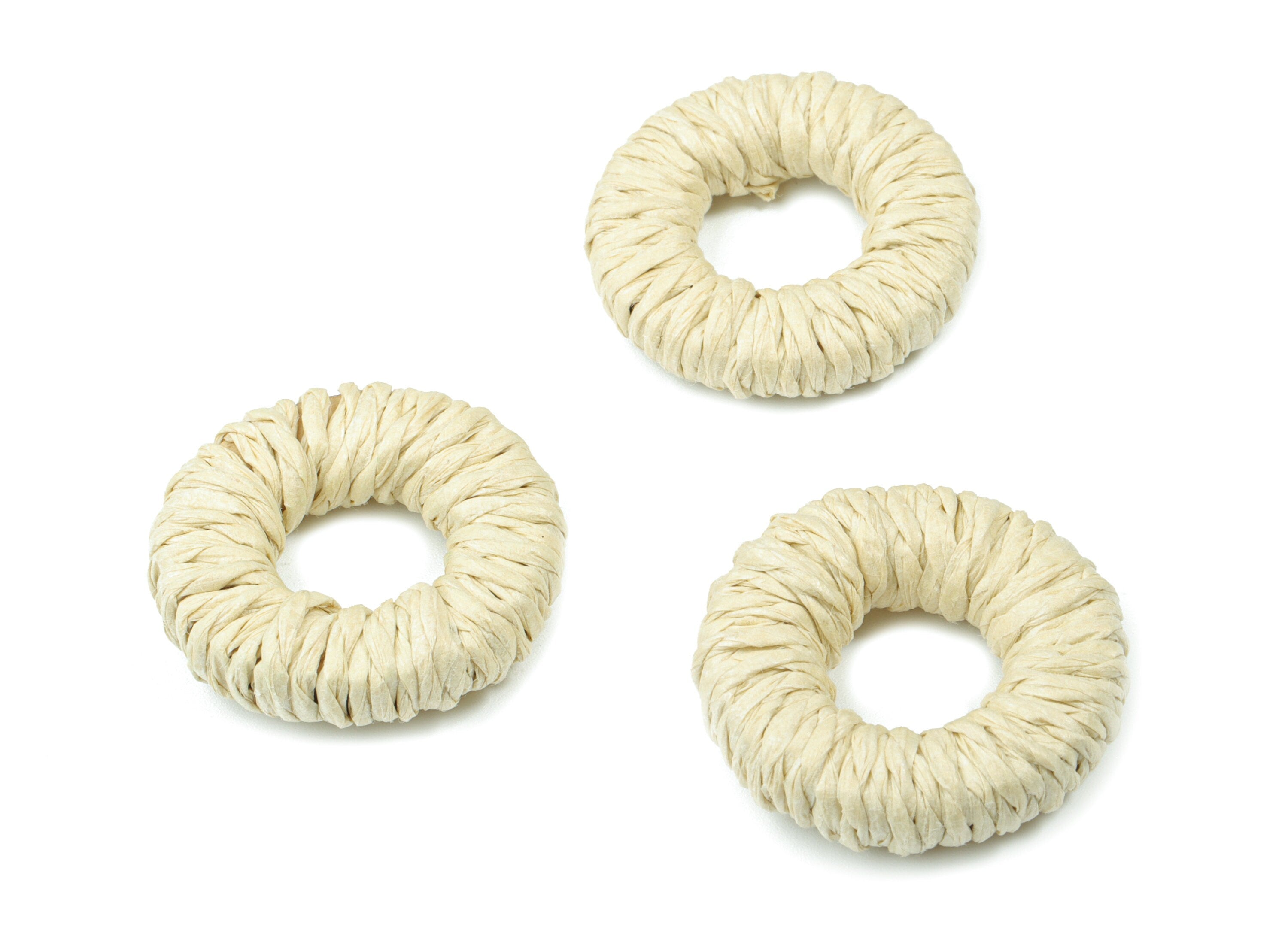 Handwoven Rattan Rope Earrings - Round Rattan Earrings Charms - Wooden Straw Earrings - Jewelry Handmade - 26.88x26.03x6.11mm - RT1368W - DOMEDBAZAAR