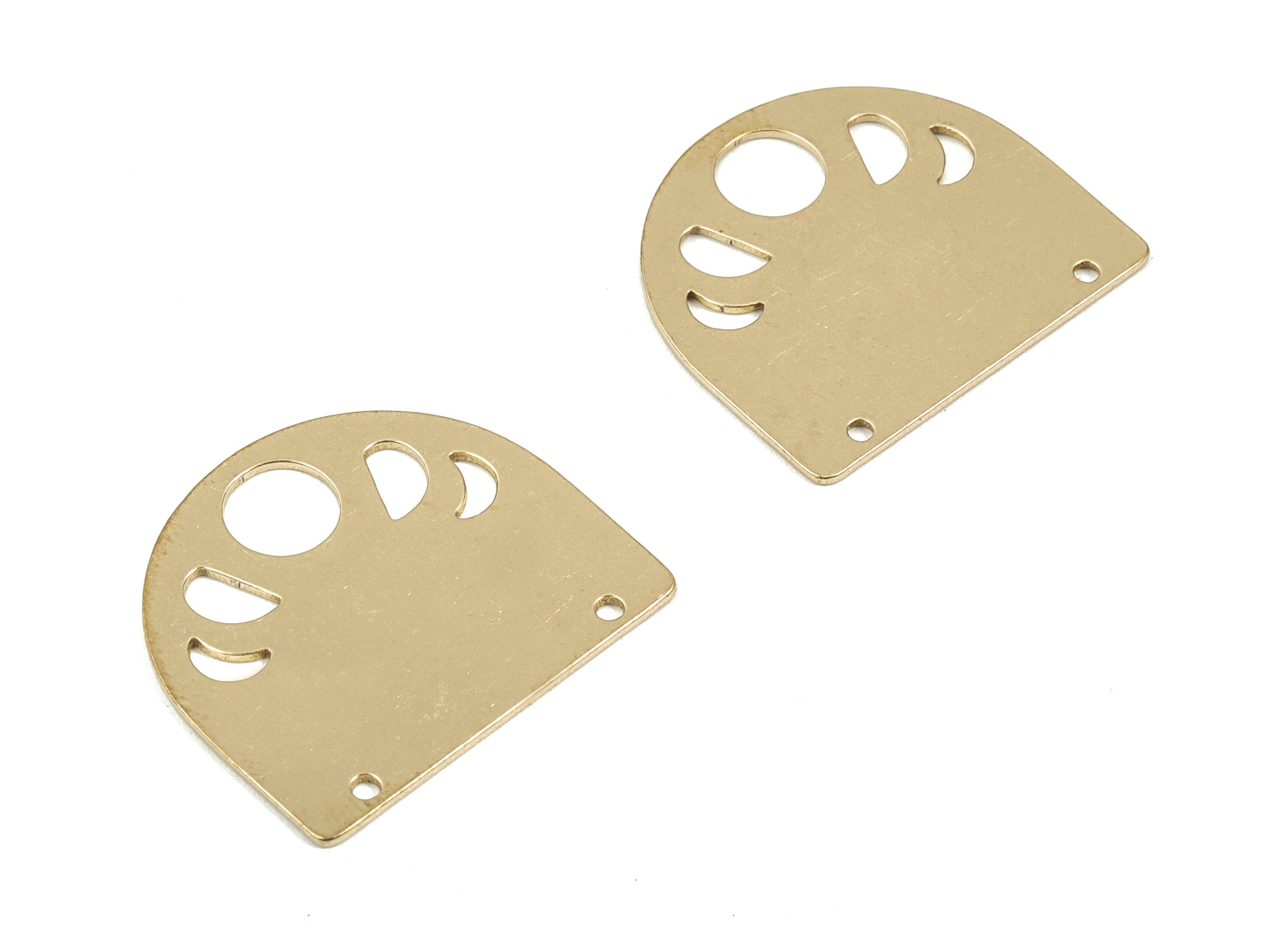 Personalized stamping blank - Brass Semi Circle Earring Connector - Raw Brass Half Moon Charms - 25.06x22.38x0.75mm - PPM1924 - DOMEDBAZAAR