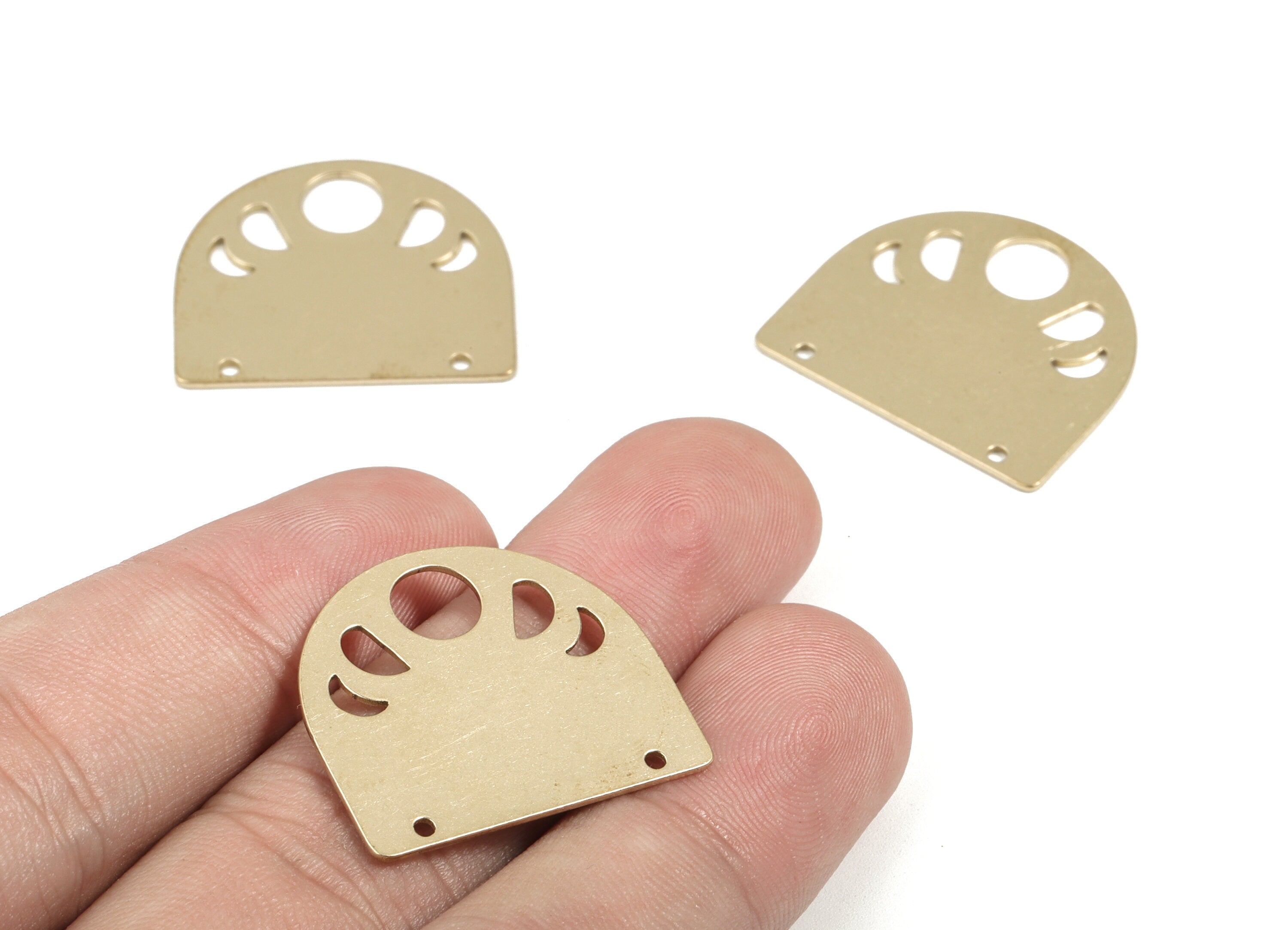 Personalized stamping blank - Brass Semi Circle Earring Connector - Raw Brass Half Moon Charms - 25.06x22.38x0.75mm - PPM1924 - DOMEDBAZAAR
