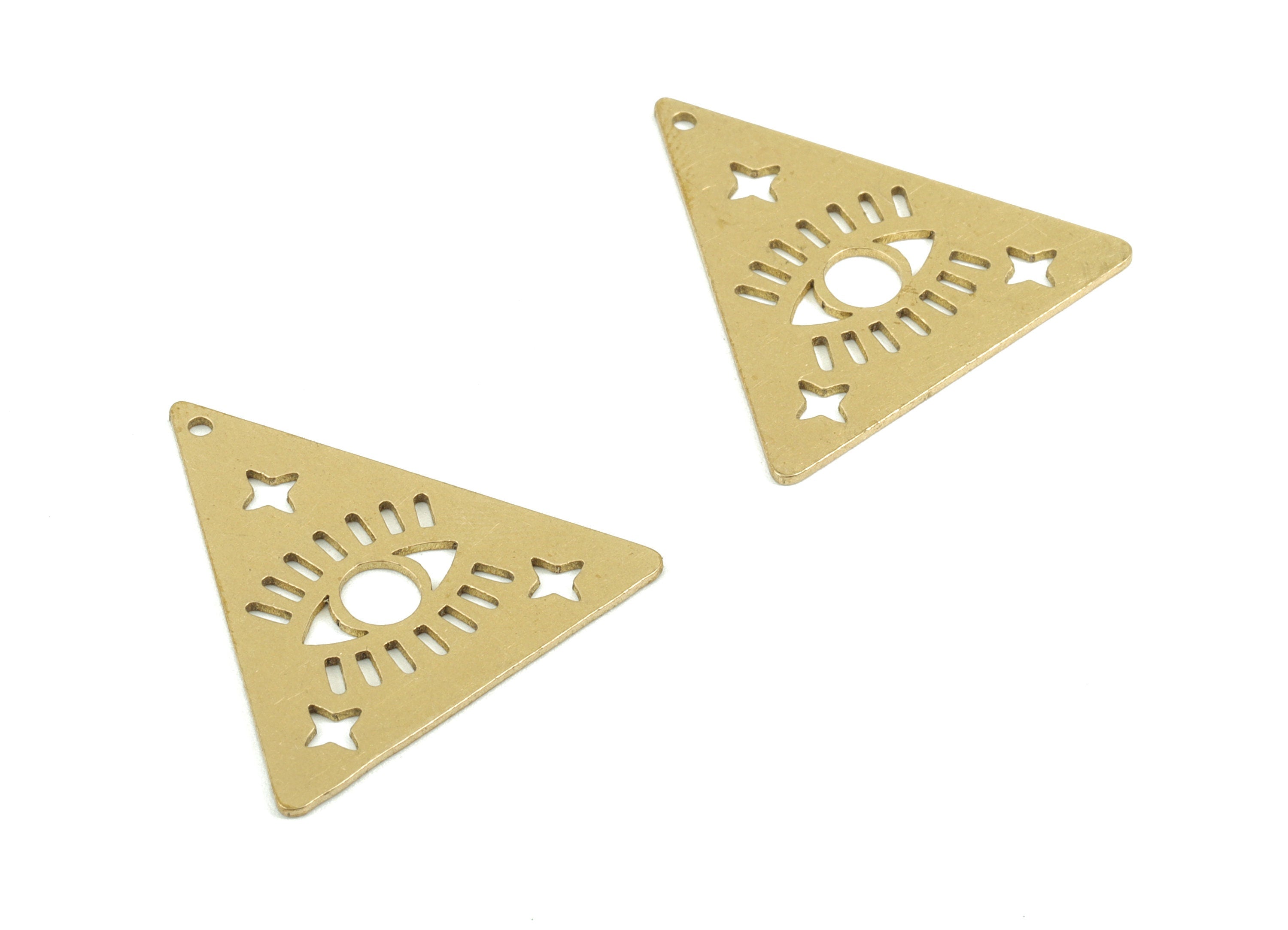 Brass Triangle Earring Charms - Raw Brass Eye Star Pendant - Earrings Finding - Jewelry Supplies - 25.94x25.11x0.74mm - PPM1939 - DOMEDBAZAAR
