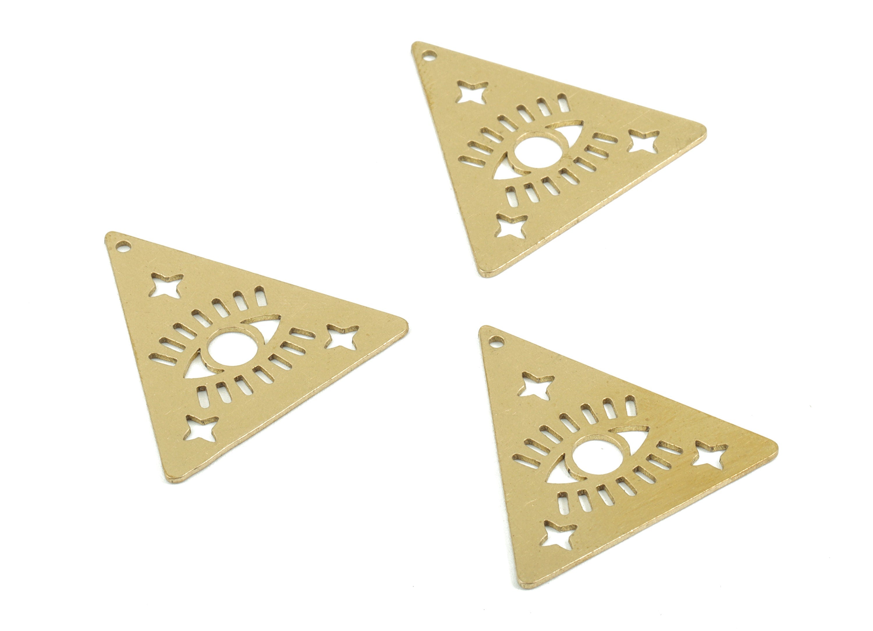 Brass Triangle Earring Charms - Raw Brass Eye Star Pendant - Earrings Finding - Jewelry Supplies - 25.94x25.11x0.74mm - PPM1939 - DOMEDBAZAAR