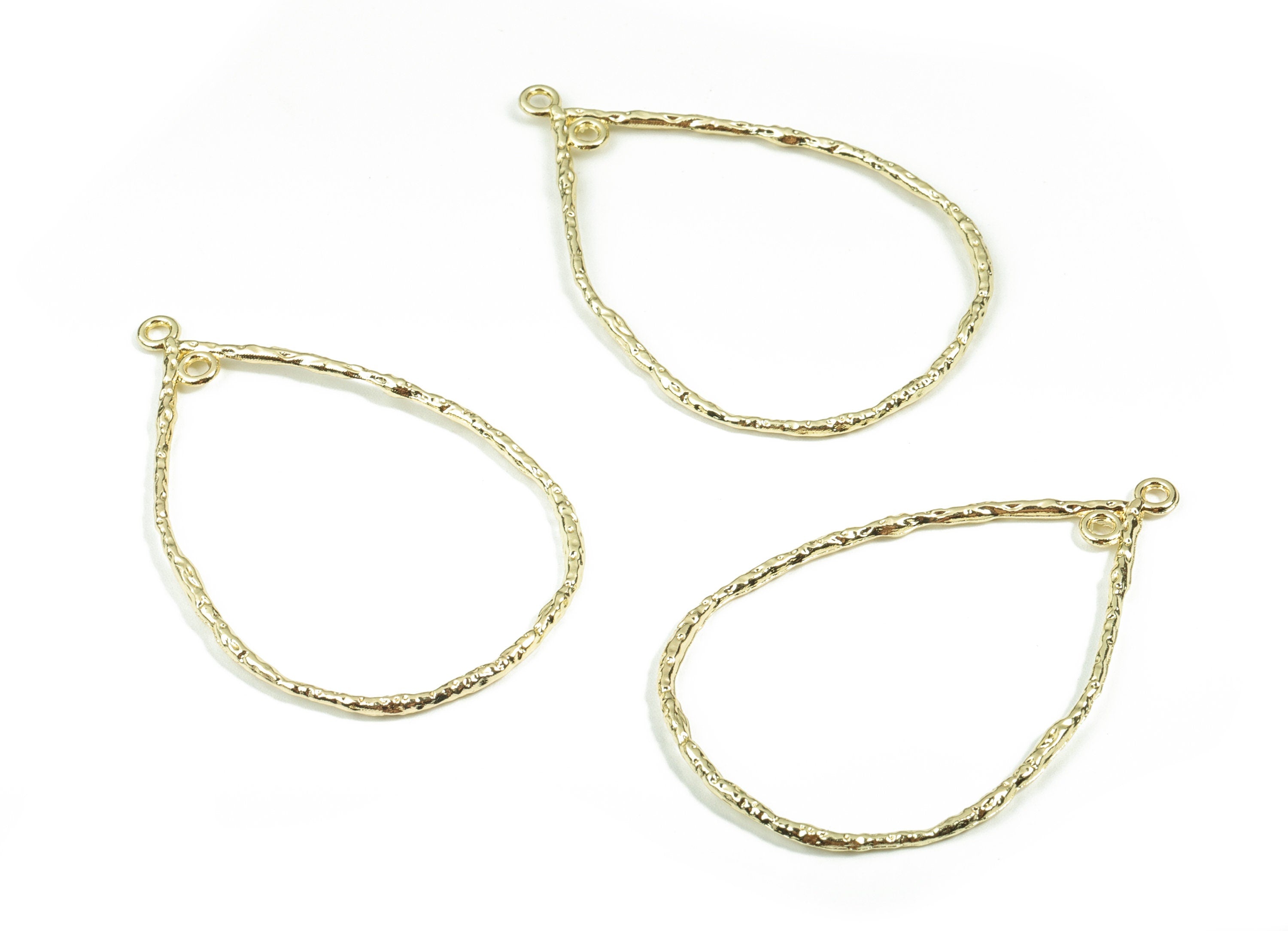 Alloy Drop Earring Charms - Gold Drop Connector - KC Gold Plating - 2 Hole - Jewelry Supplies - 51.37x34.3x1.92mm - ZZ1699 - DOMEDBAZAAR