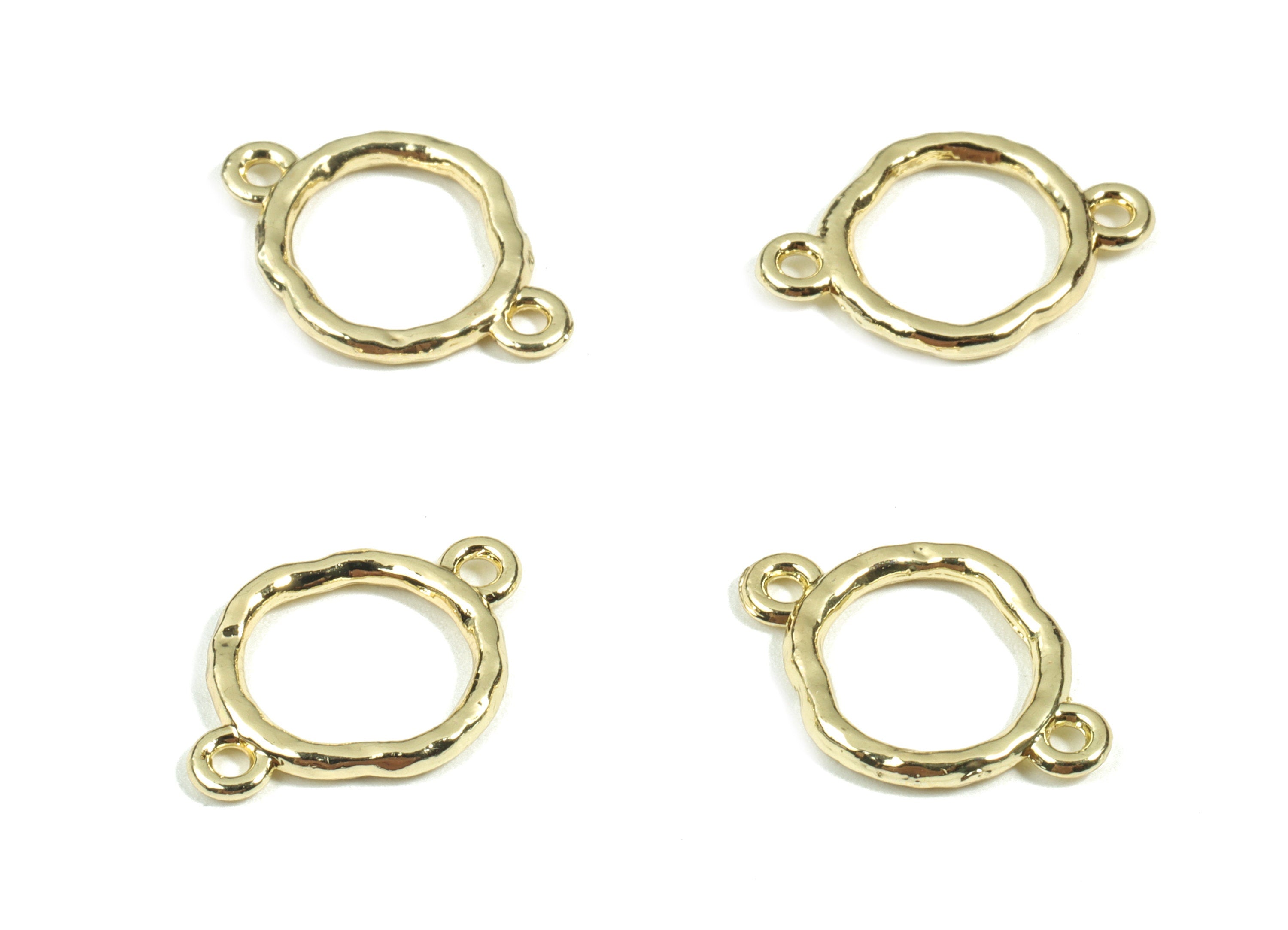 Alloy Circle Earring Connector - KC Gold Round Bracelet Connector - KC Gold Plating - 2 Hole - Jewelry Supplies - 16.9x11.72x1.61mm - ZZ1695 - DOMEDBAZAAR