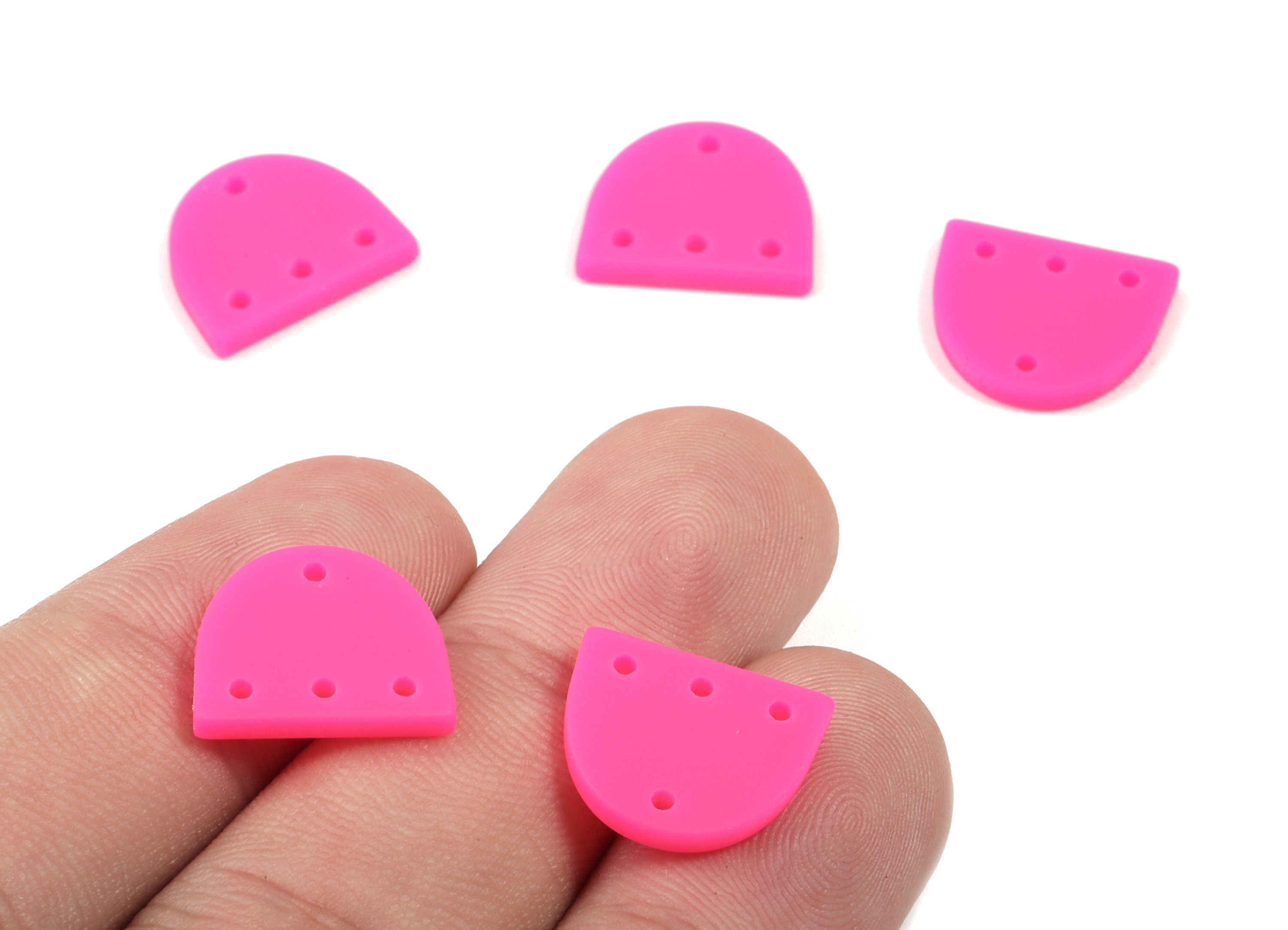 Acrylic Mini D Earring Connector - Matte Semi Circle Earring - 4 Holes - Jewelry Supplies - Color Code:A472 - 14.57x12.16x2.18mm - AC1896G - DOMEDBAZAAR