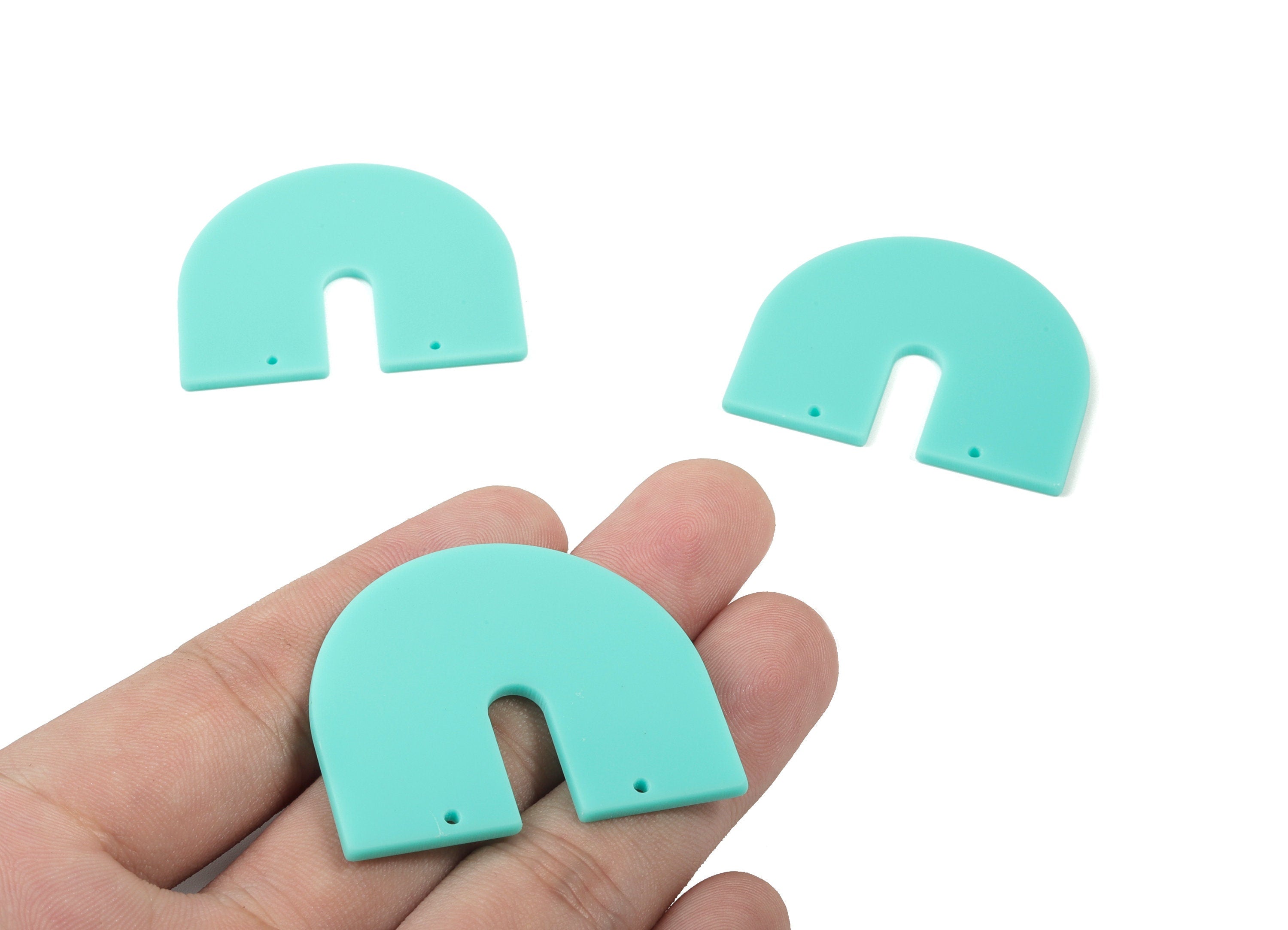 Acrylic Geometric Earring Connector - Matte U Acrylic Charms - Jewelry Supplies - 2 Holes - Color Code:A467 - 43.5x36.06x2.1mm - AC1884C - DOMEDBAZAAR