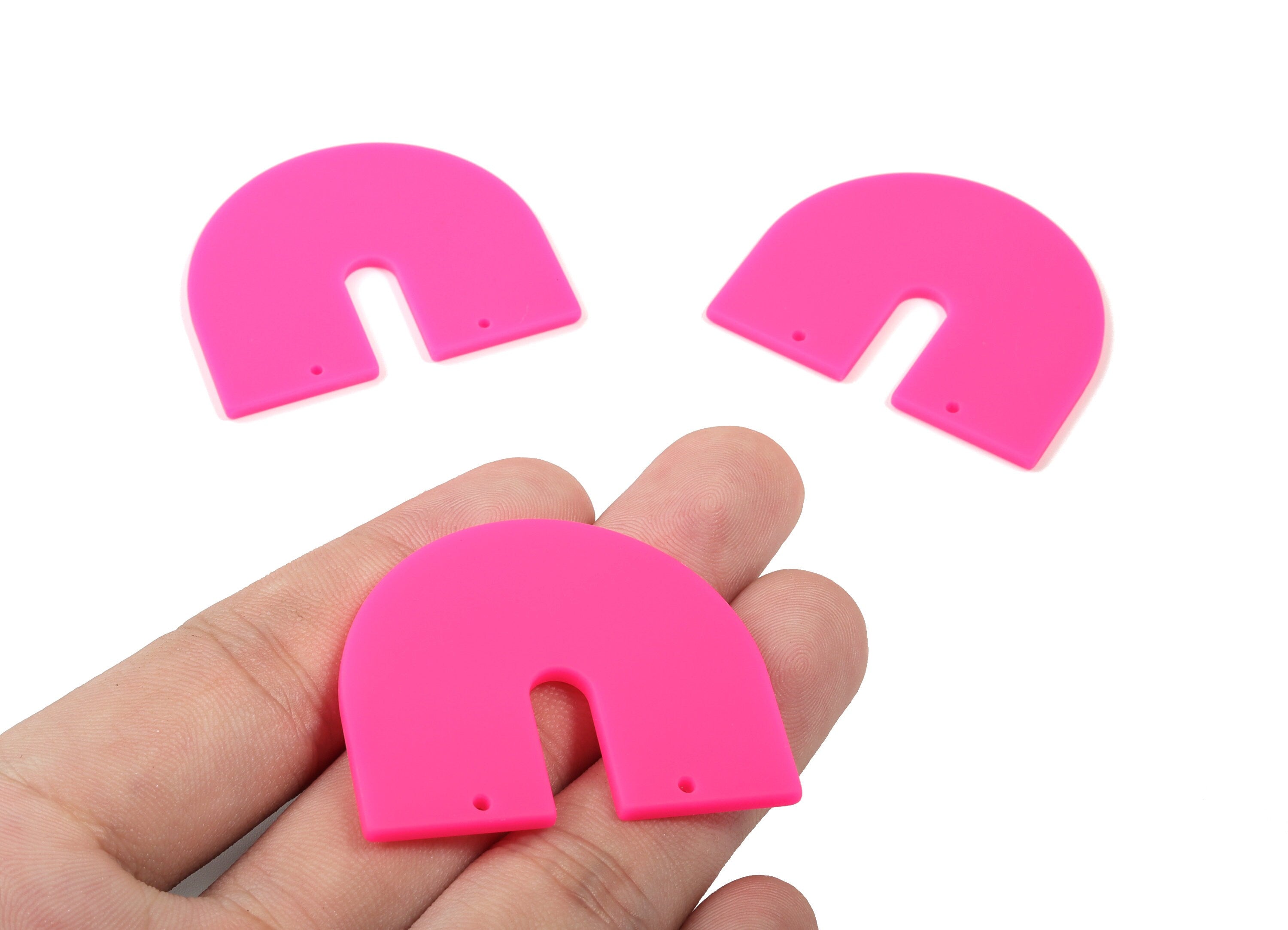 Acrylic Geometric Earring Connector - Matte U Acrylic Charms - Jewellery Supplies - 2 Holes - Color Code:A472 - 43.5x36.06x2.1mm - AC1884D - DOMEDBAZAAR