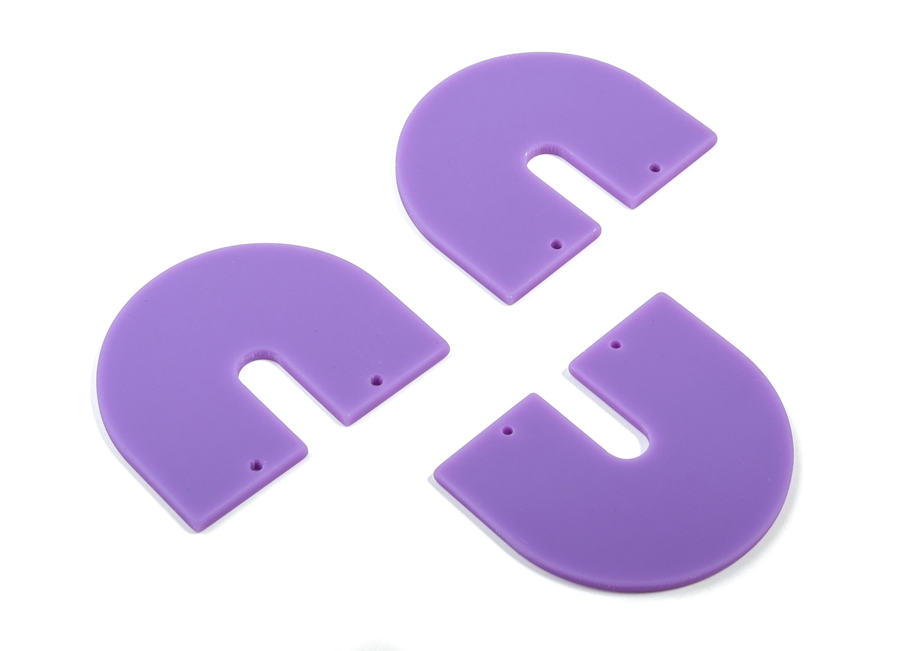 Acrylic Geometric Earring Connector - Matte U Acrylic Charms - Jewelry Supplies - 2 Holes - Color Code:A475 - 43.5x36.06x2.1mm - AC1884F - DOMEDBAZAAR