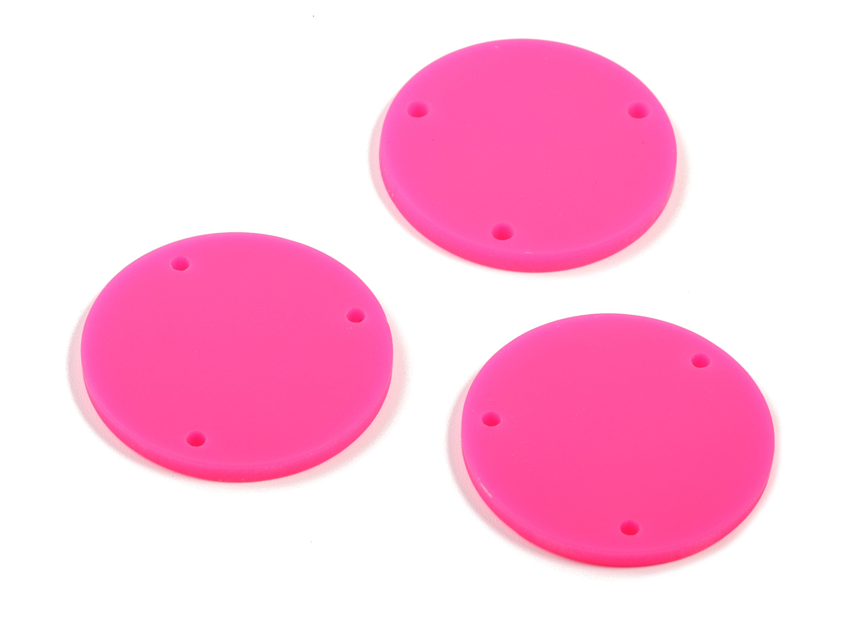 Acrylic Round Earring Connector - Matte Circle Earring Charms - Jewelry Supplies - 3 Holes - Color Code:A472 - 25.77x25.77x2.29mm - AC1887A - DOMEDBAZAAR