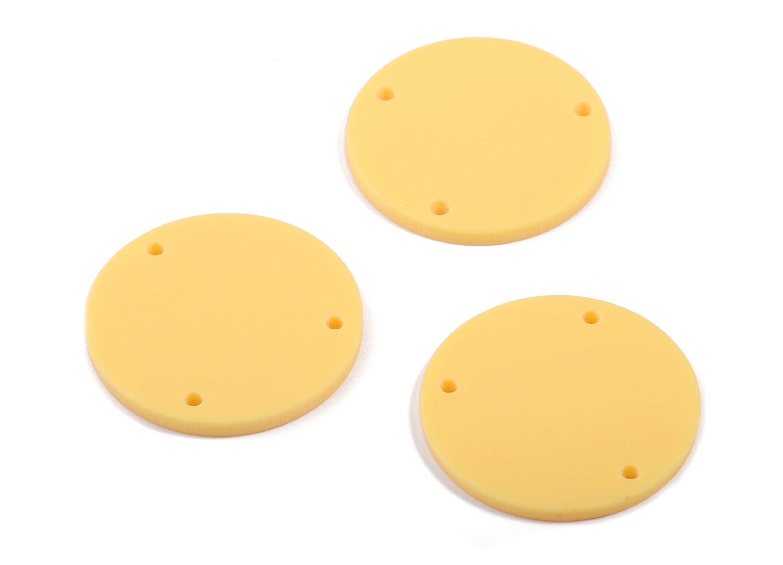 Acrylic Round Earring Connector - Matte Circle Earring Charms - Jewelry Supplies - 3 Holes - Color Code:A474 - 25.77x25.77x2.29mm - AC1887B - DOMEDBAZAAR