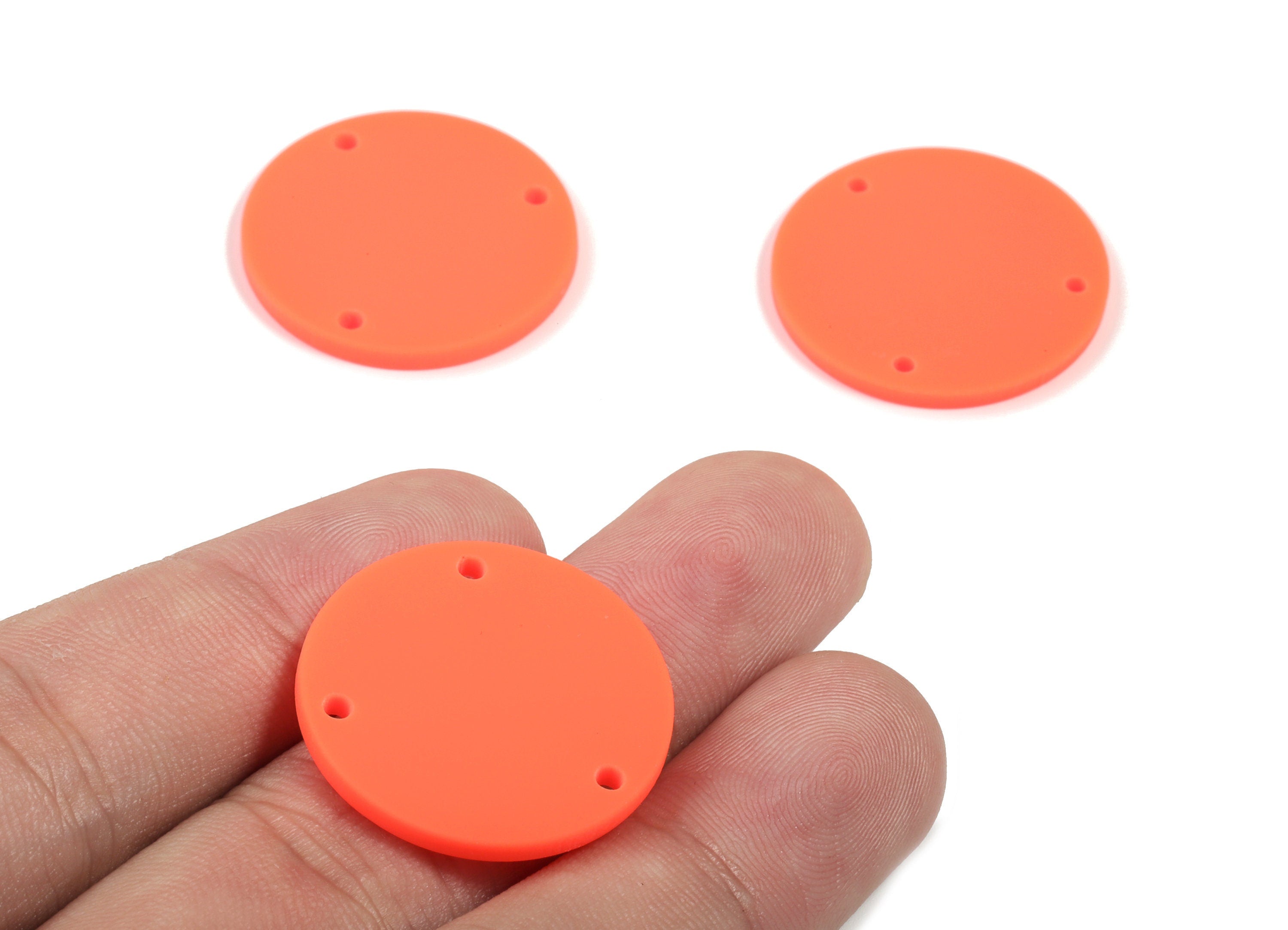 Acrylic Round Earring Connector - Matte Circle Earring Charms - Jewelry Supplies - 3 Holes - Color Code:A466 - 25.77x25.77x2.29mm - AC1887C - DOMEDBAZAAR