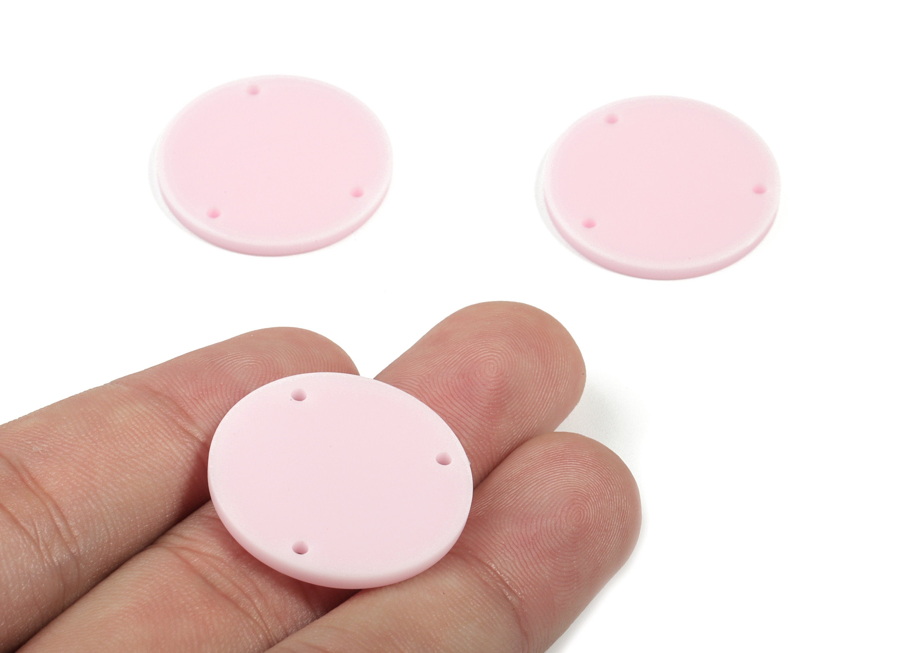 Acrylic Round Earring Connector - Matte Circle Earring Charms - Jewelry Supplies - 3 Holes - Color Code:A473 - 25.77x25.77x2.29mm - AC1887D - DOMEDBAZAAR