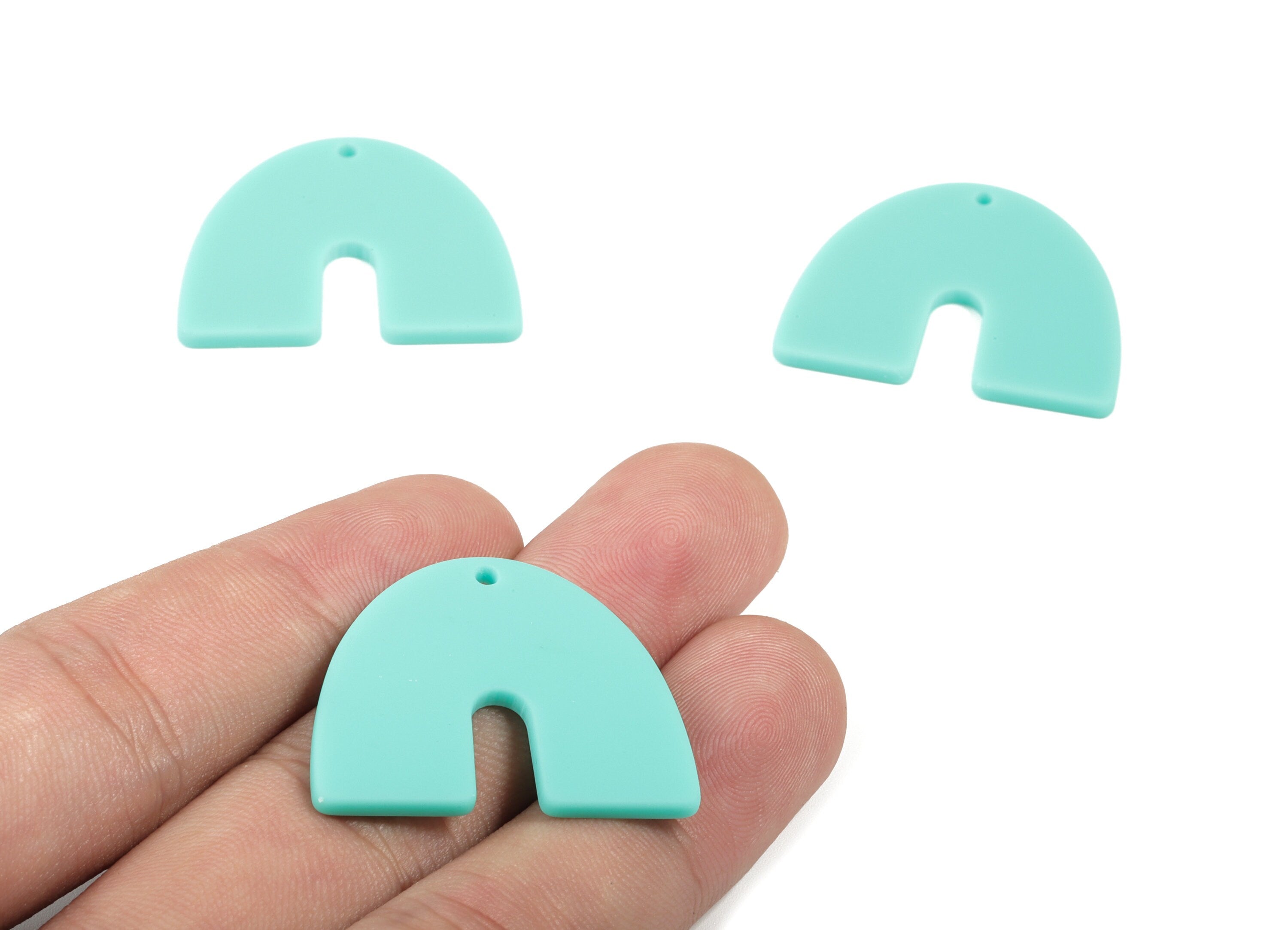 Acrylic U Earring Charms - Matte Mini Geometric Earring - Jewelry Supplies - 3 Holes - Color Code:A467 - 30.96x24.62x2.19mm - AC1894B - DOMEDBAZAAR